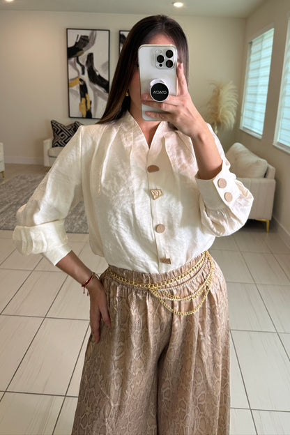 Savage Touch Beige Palazzo Pants