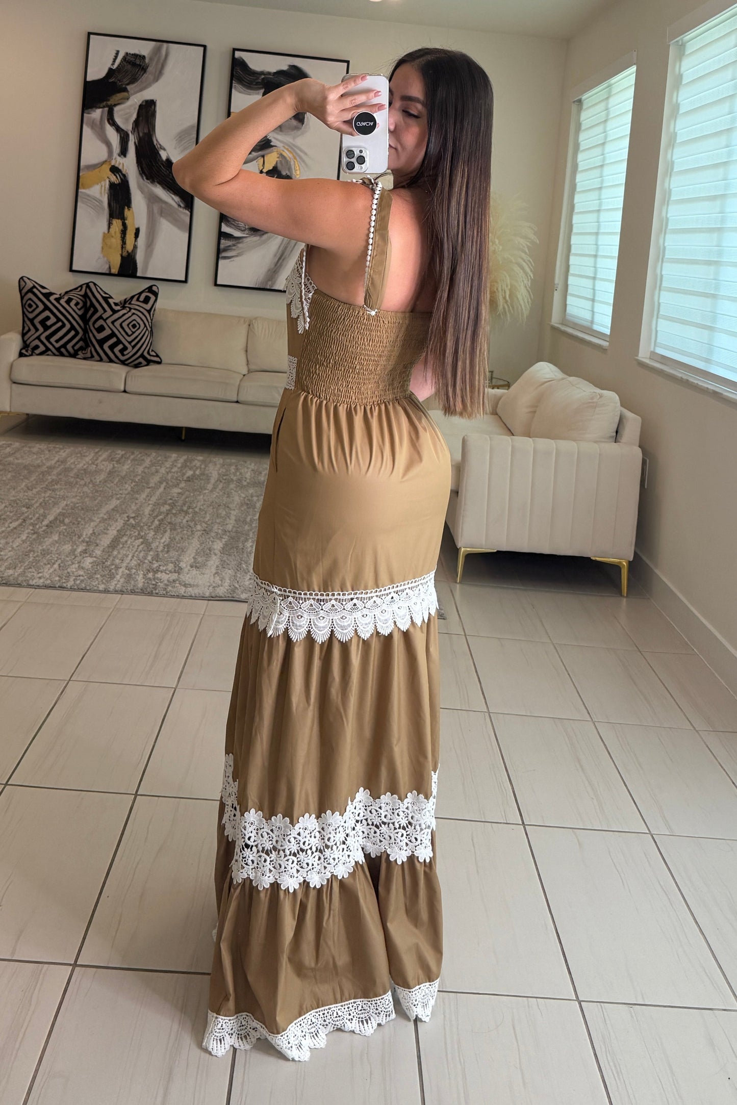 Split Intention Mocha Maxi Dress