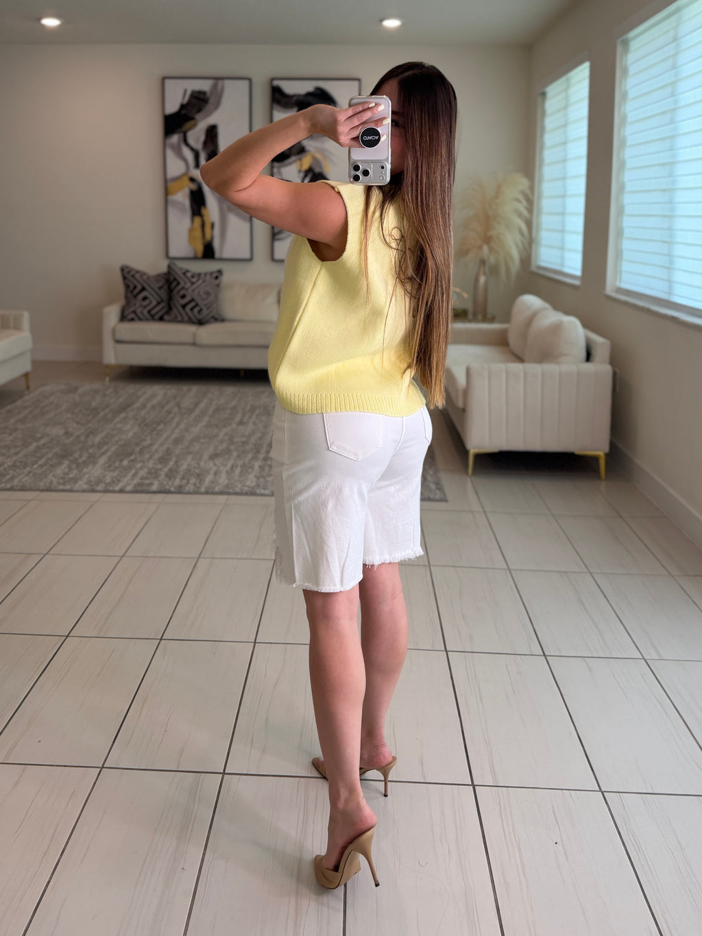 Spring Lace White Denim Shorts