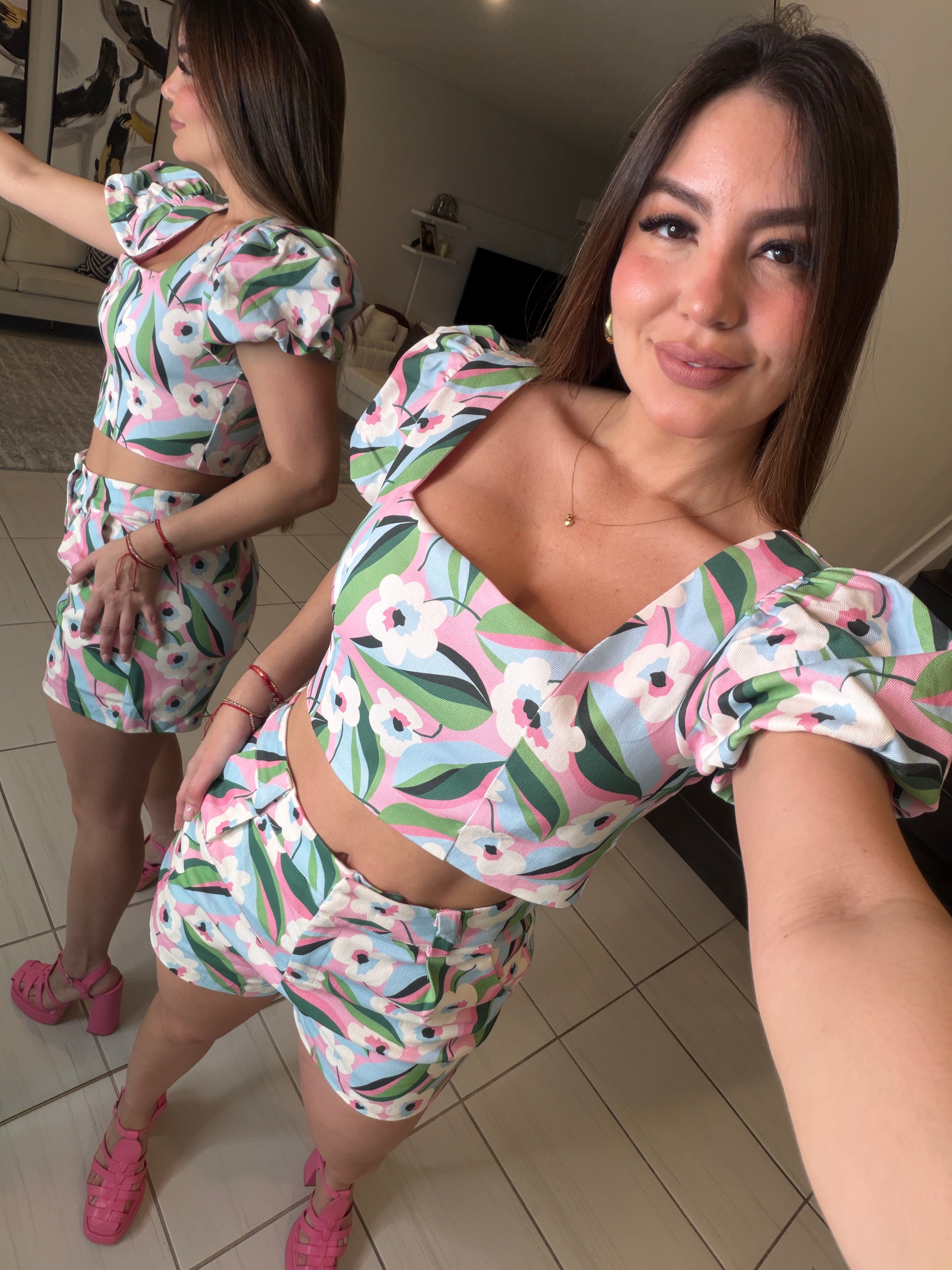 Sweetest Floral Colorful Short Set