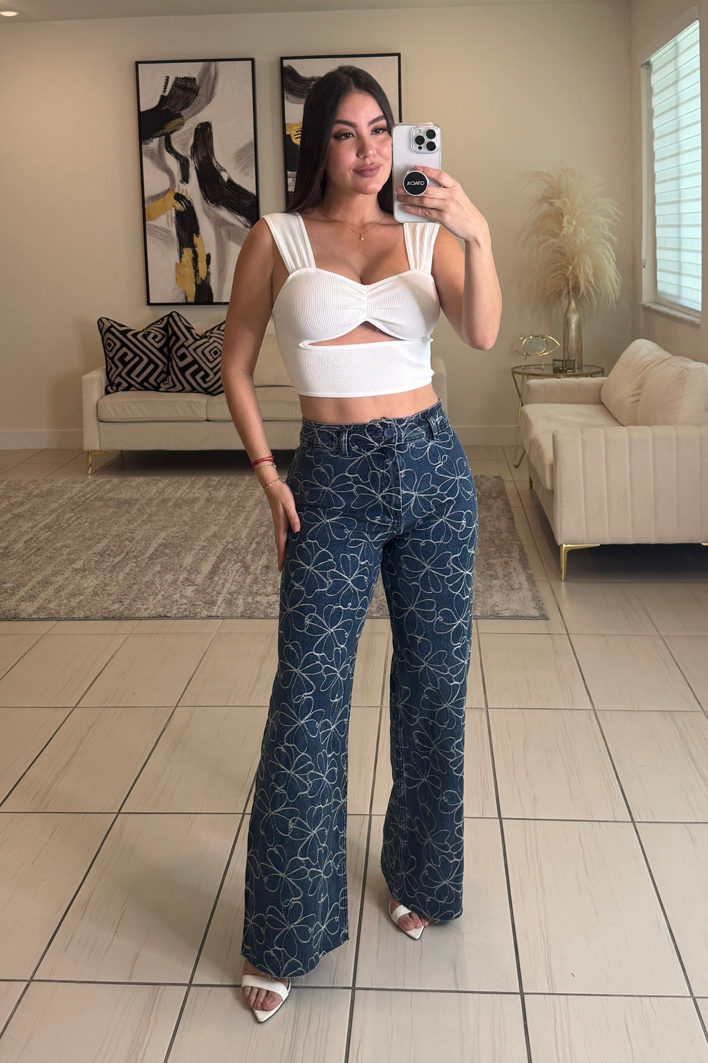 Floral Directive Denim Pants