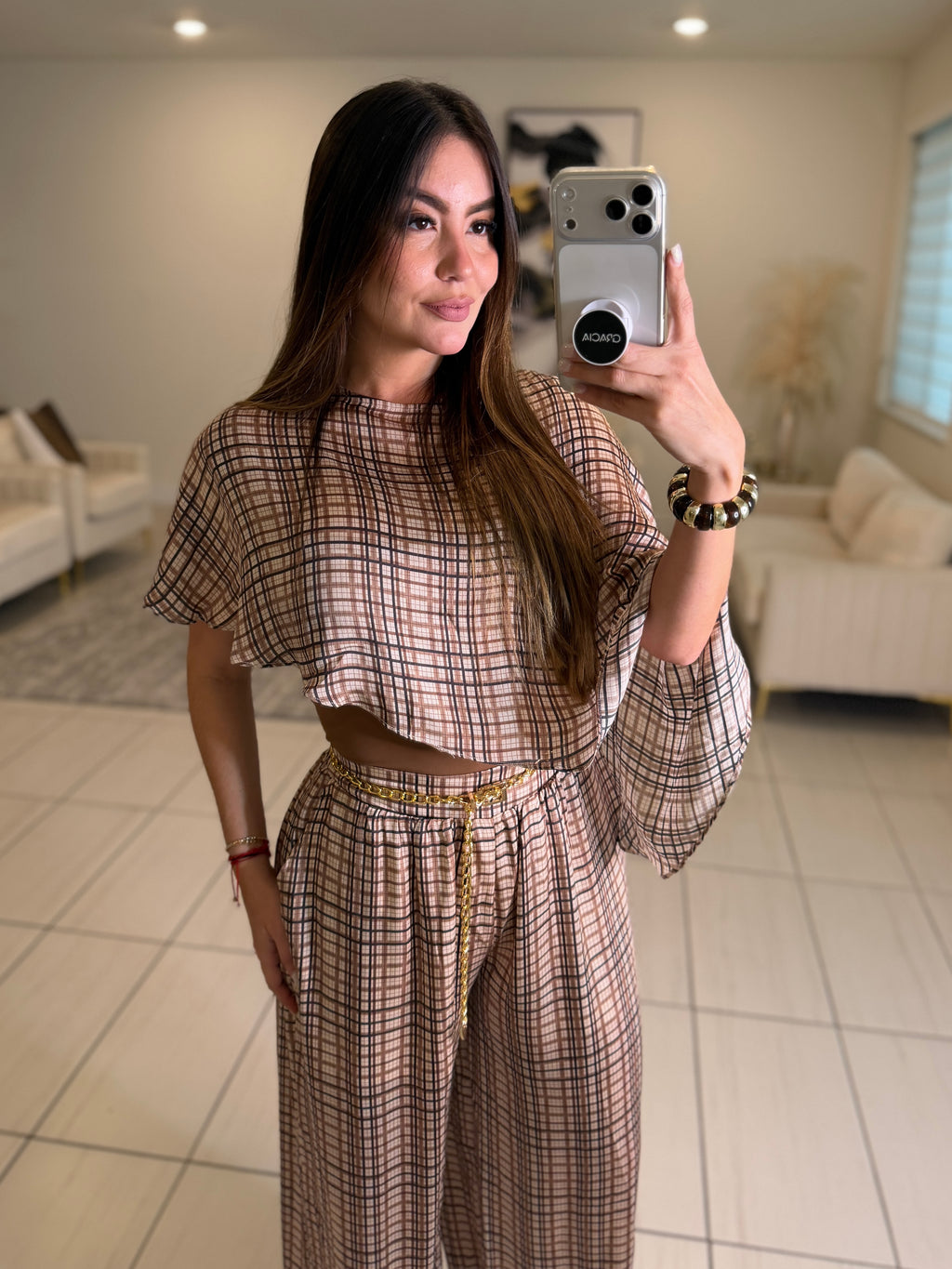 Noir Mirage Plaid Balloon Pant Set