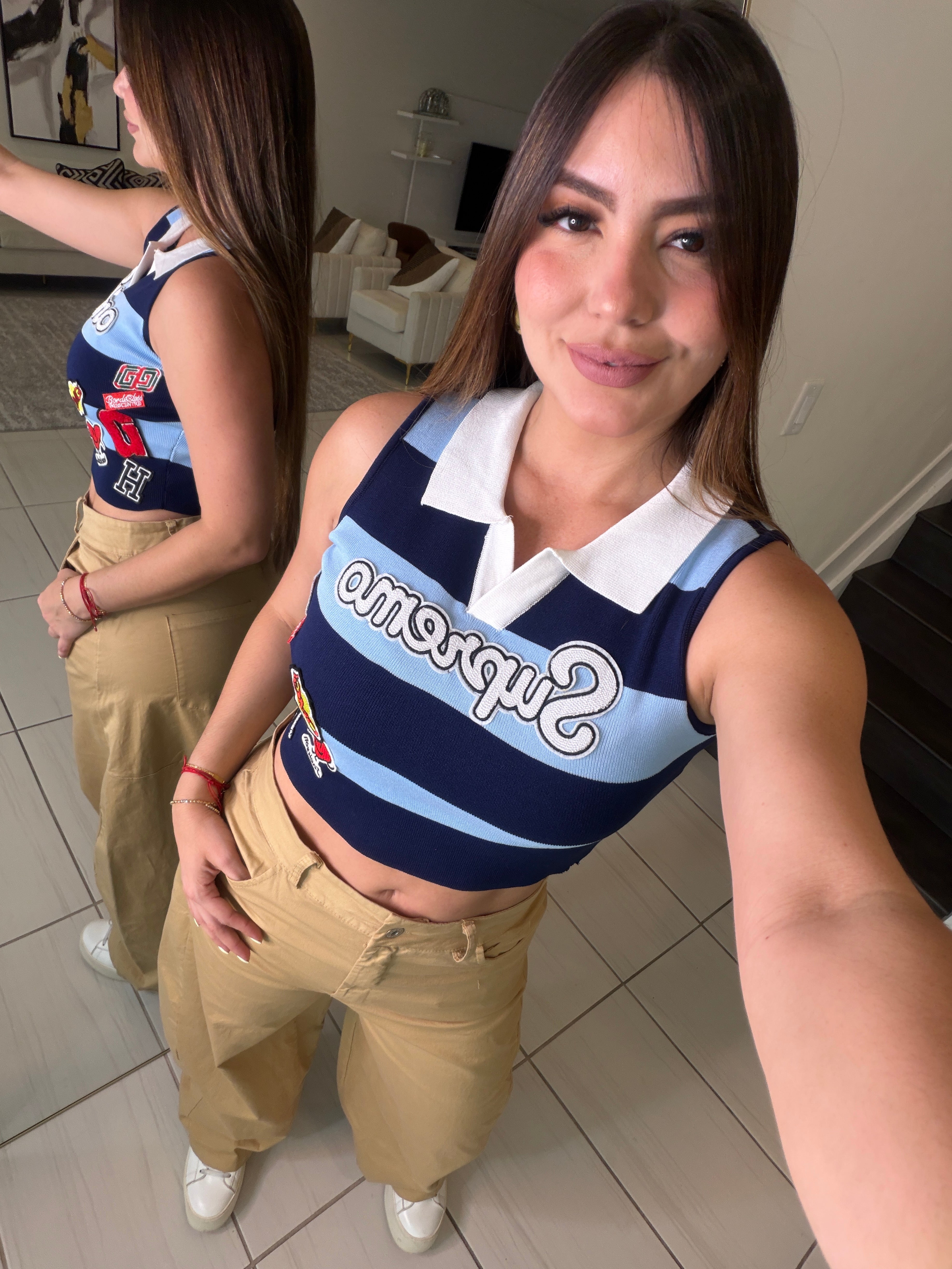 Supremo Horizontal Stripes Blue Top