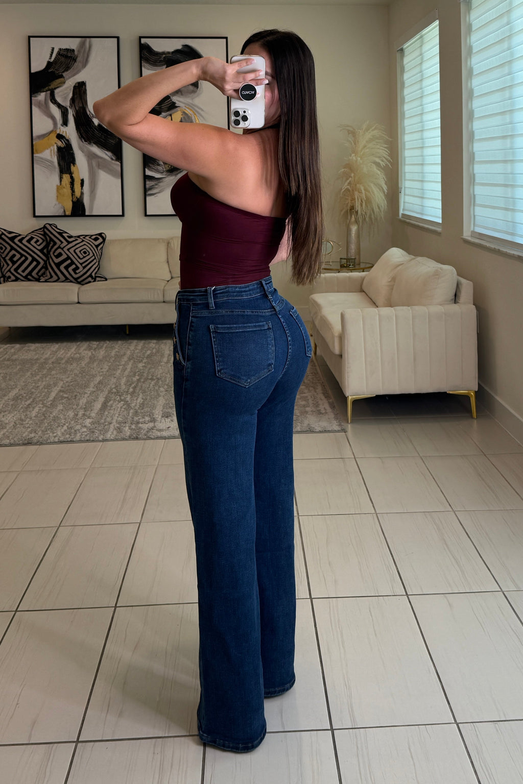 Gorgeous Gold Buttons Denim Pants