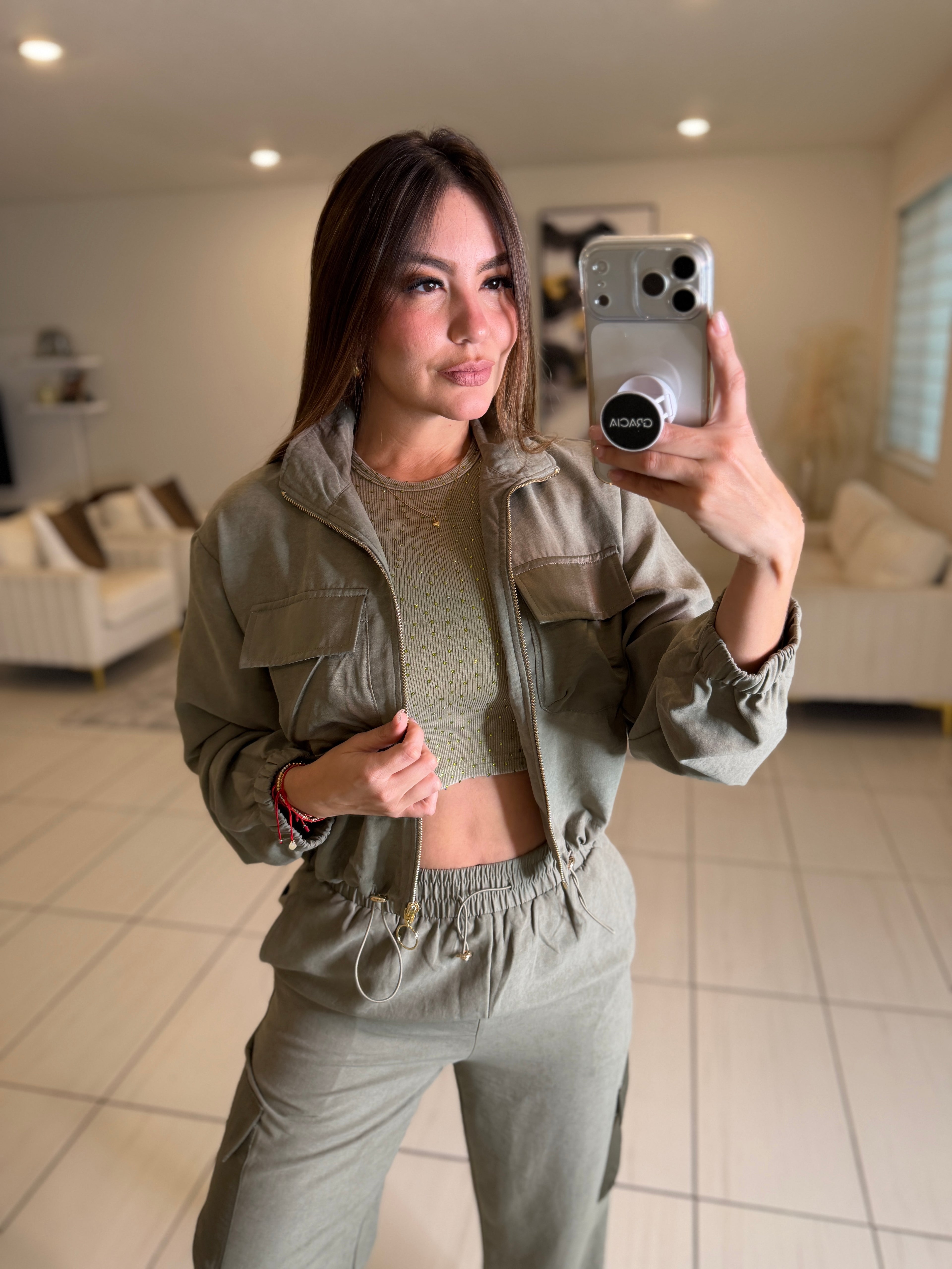 Desire Cargo Green Pant Set