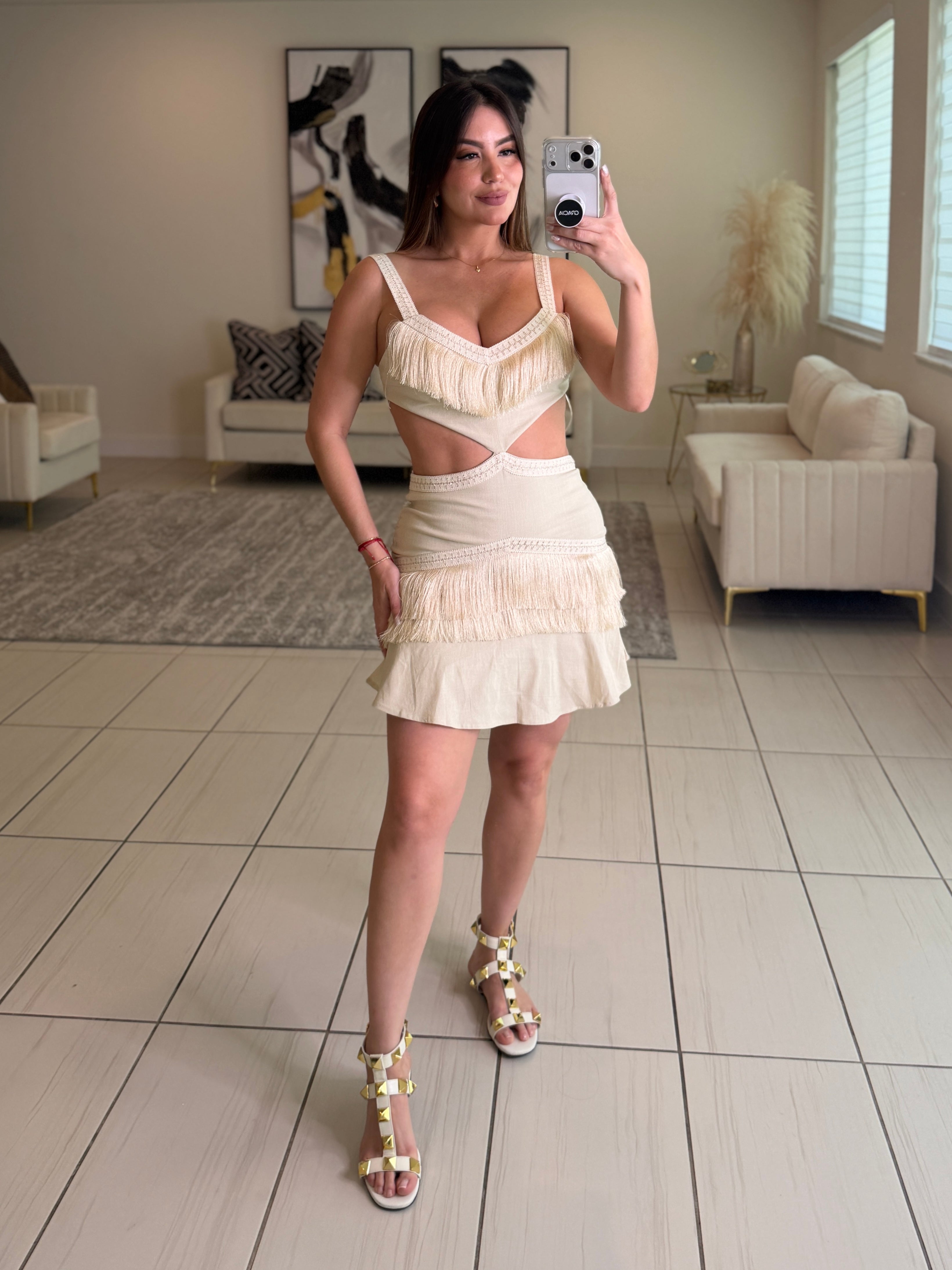 Solar Seduction Beige Dress