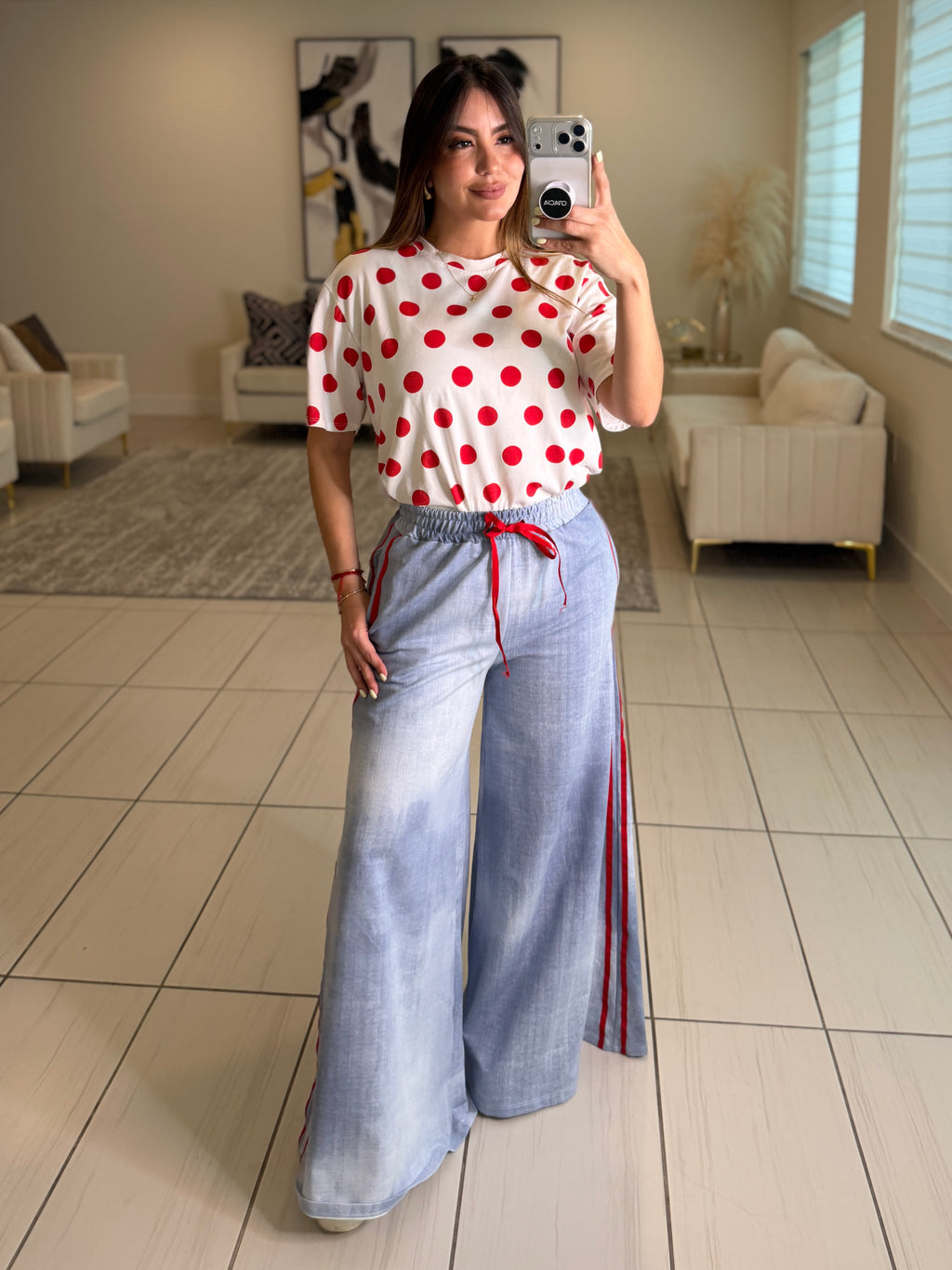 Divine Red Dots in White Tshirt