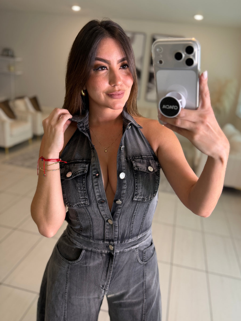 Divine Desire Black Denim Jumpsuit