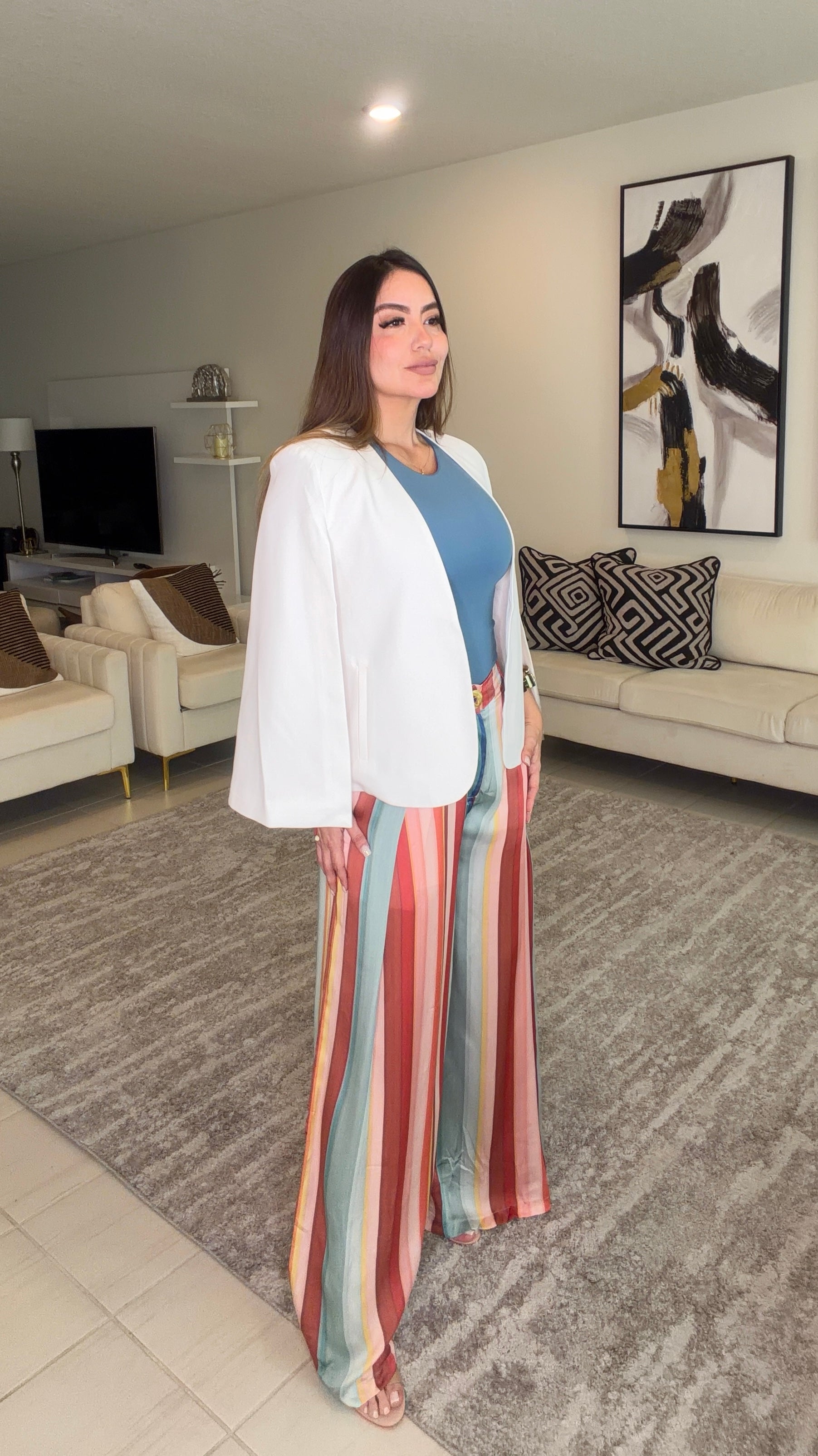 Cascading Cape White Blazer