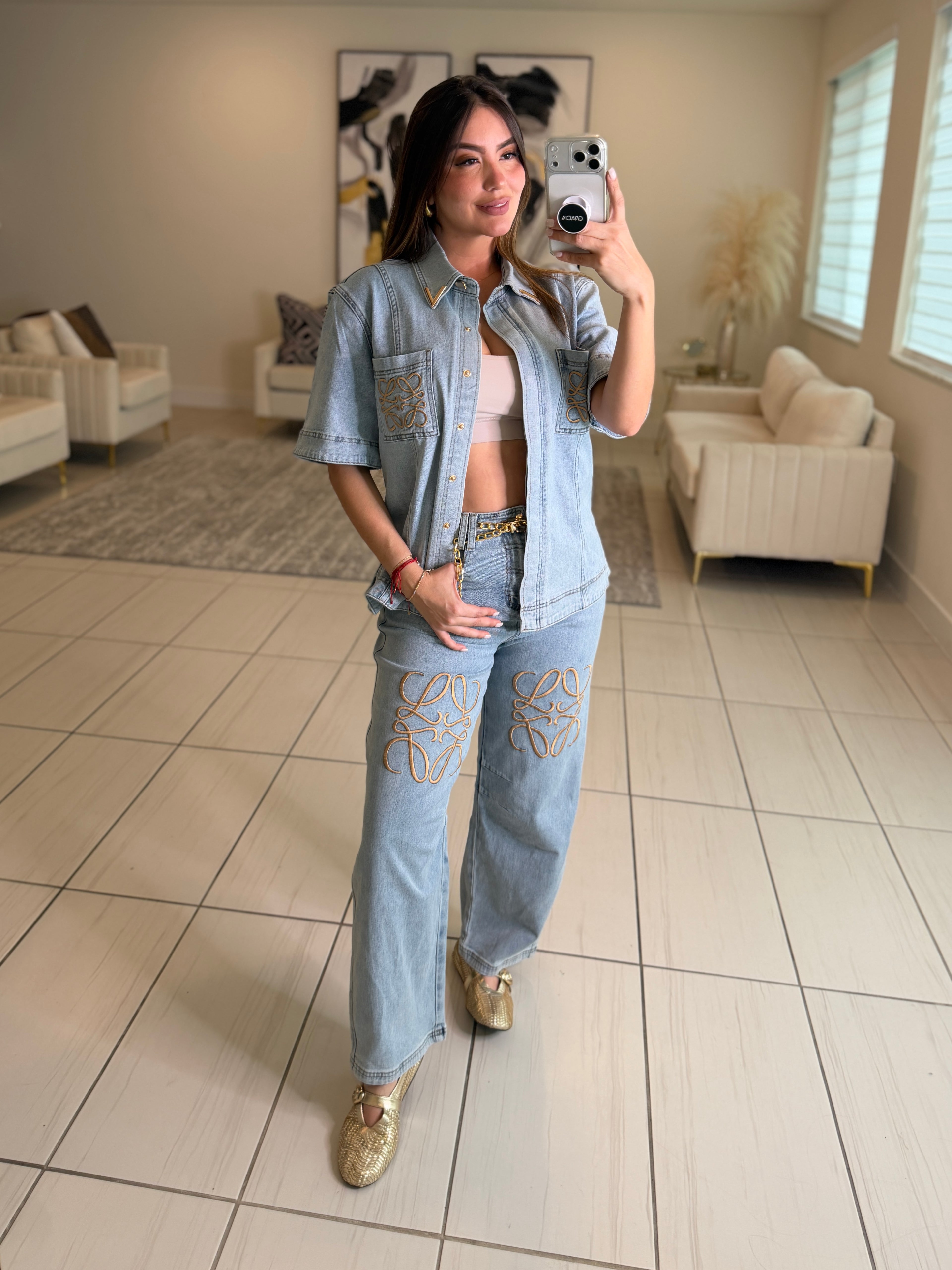 Iconic Light Denim Pant Set