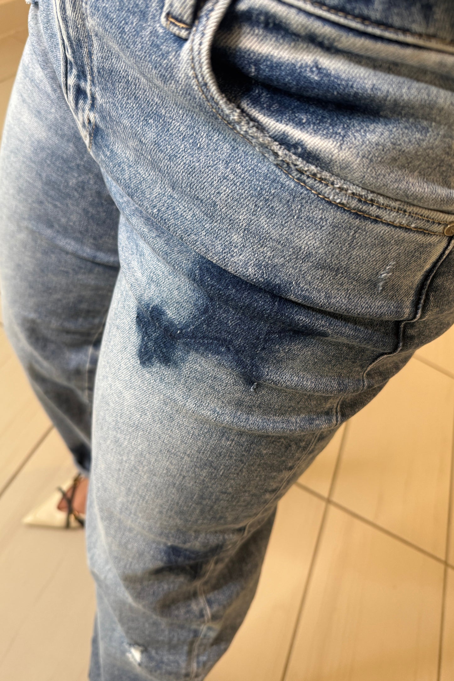 Blue Stars Barrel Denim Pants