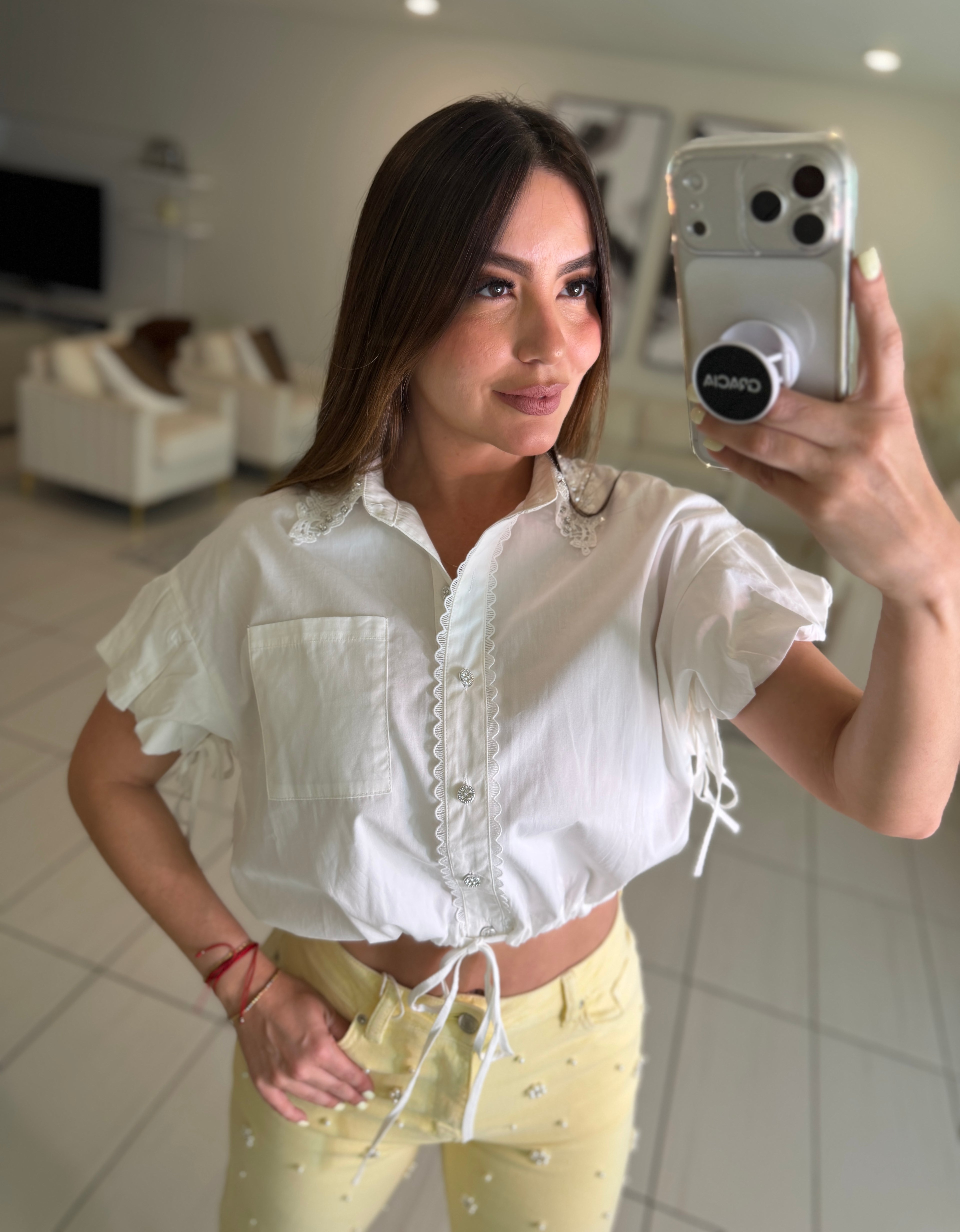 Flowers and Sparkles White Shirt