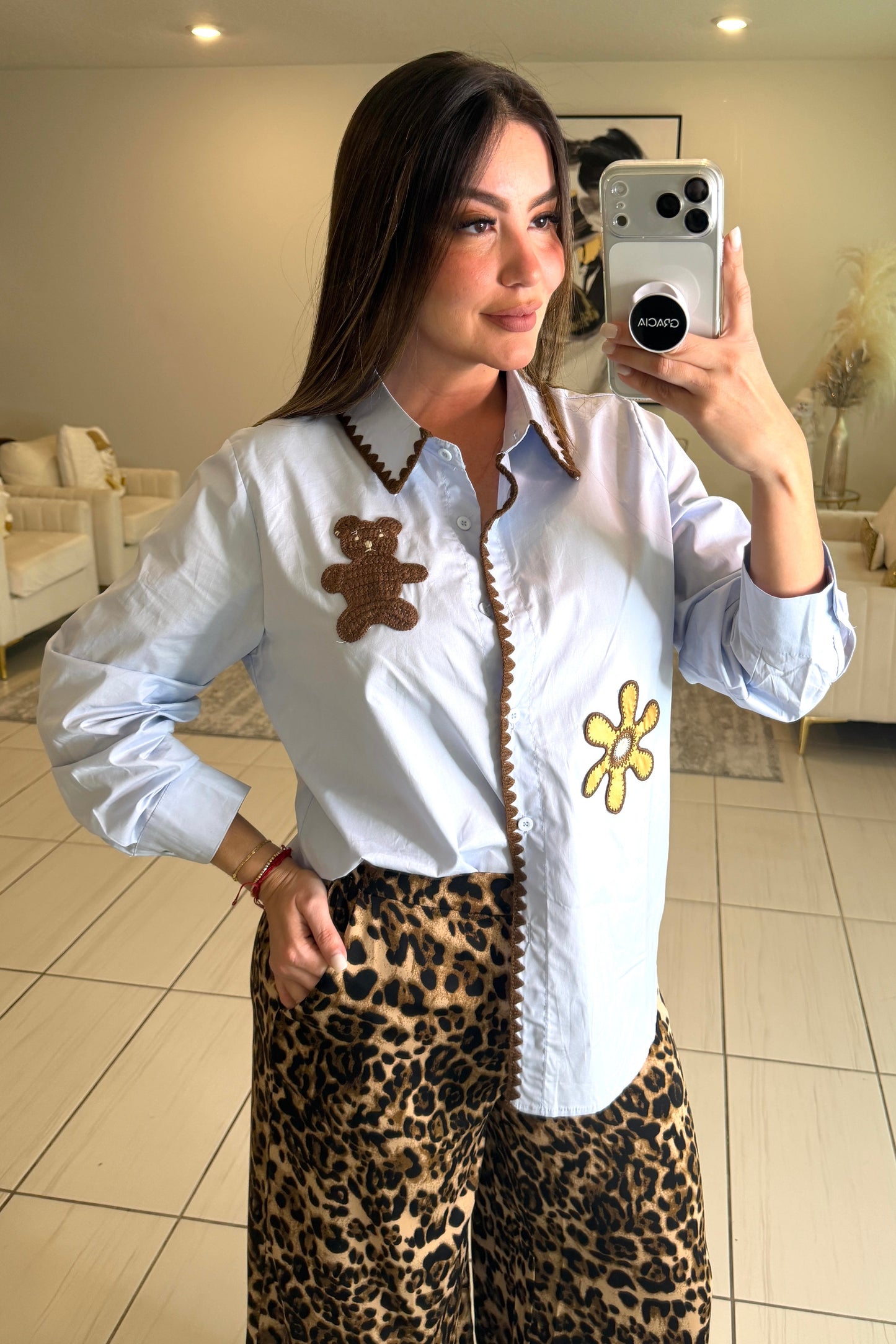 Structured Muse Light Blue Shirt Top