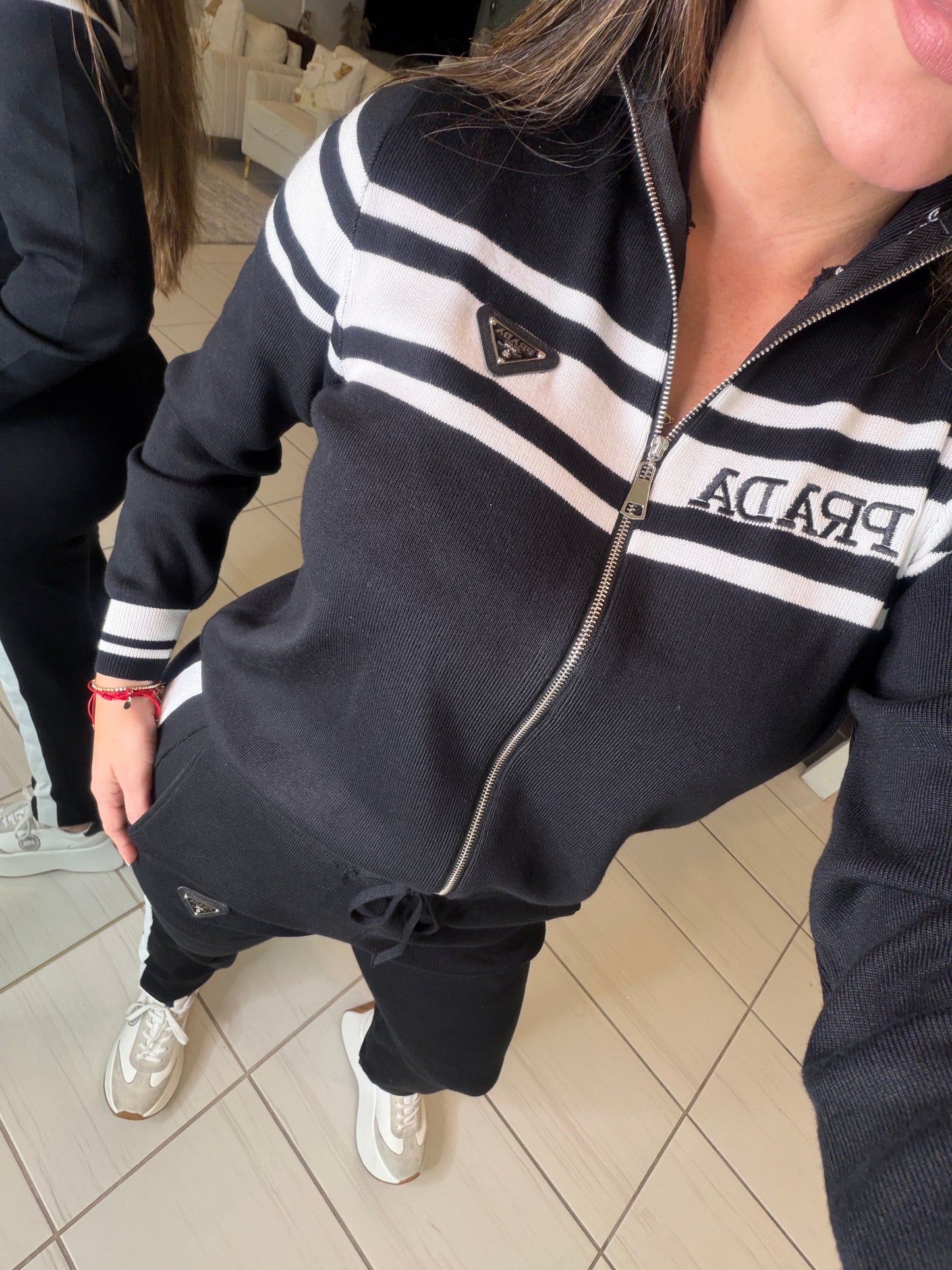 Iconic Black and White Knit Pant Set