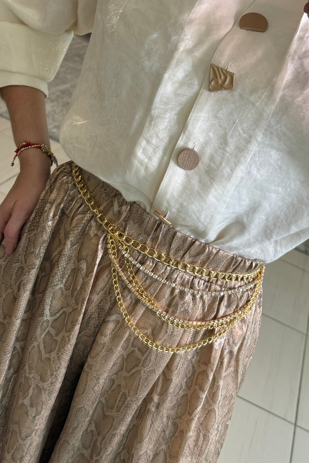Savage Touch Beige Palazzo Pants