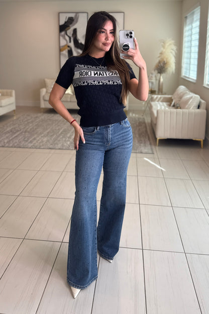 Maximalist Knit Navy Blue Top