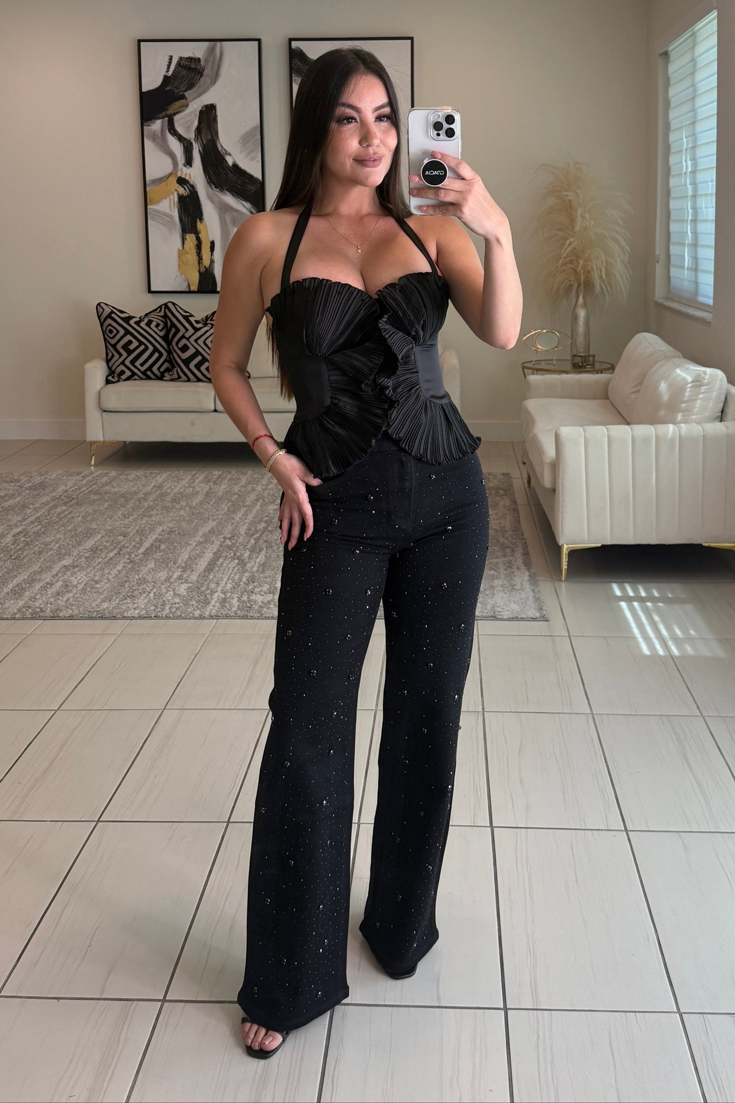 Brightness Rain Black Denim Pants