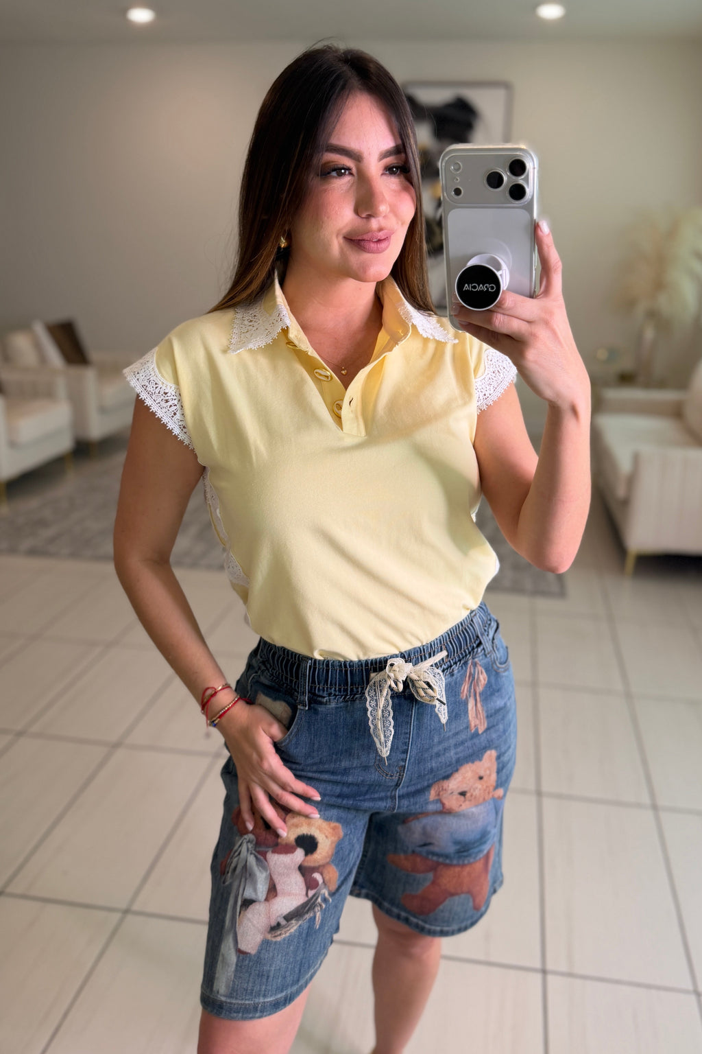 Charming Embroidery Yellow Top