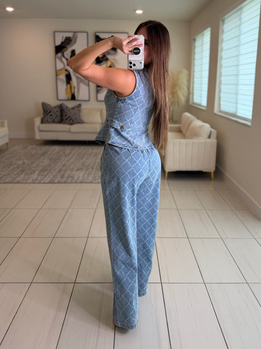 Bright Spring Denim Pant Set