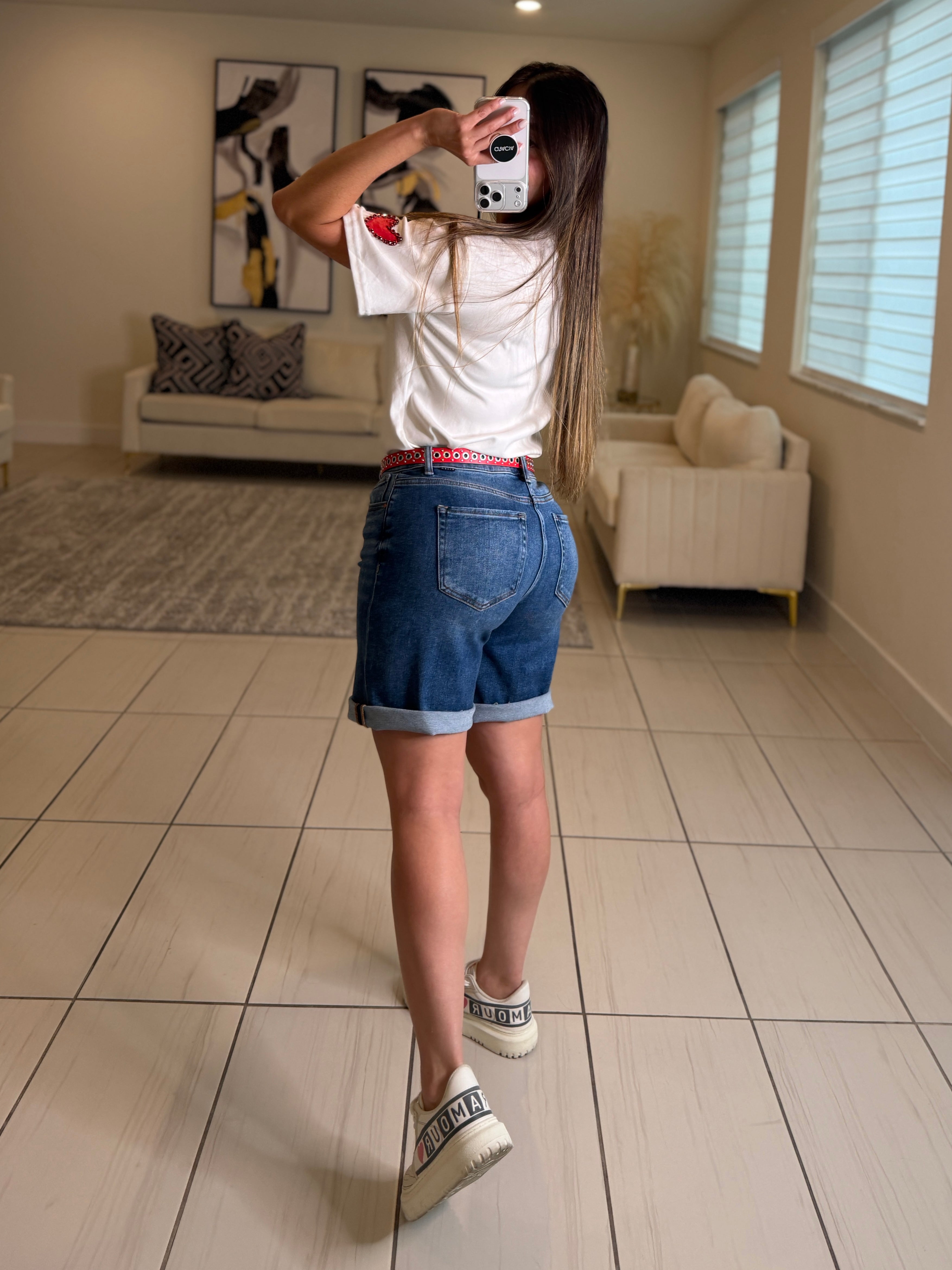 Frayed Blue Denim Bermuda Short