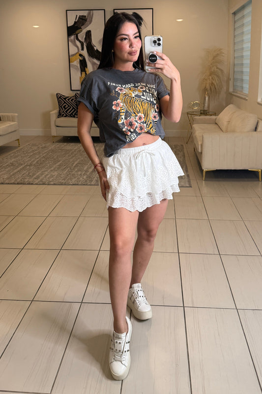 Nice Surprise Floral White Skirt