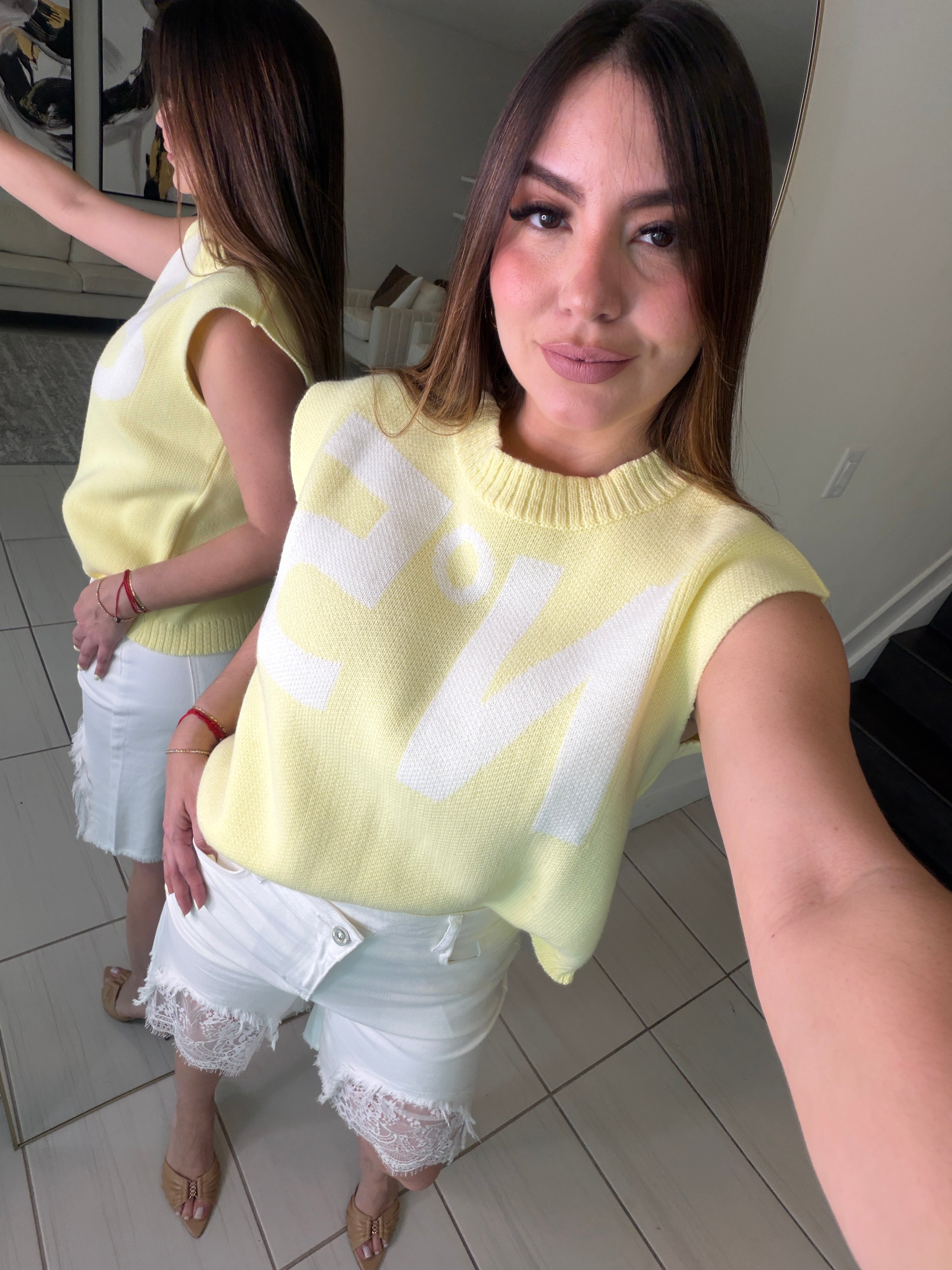 Charming Knit Yellow Vest