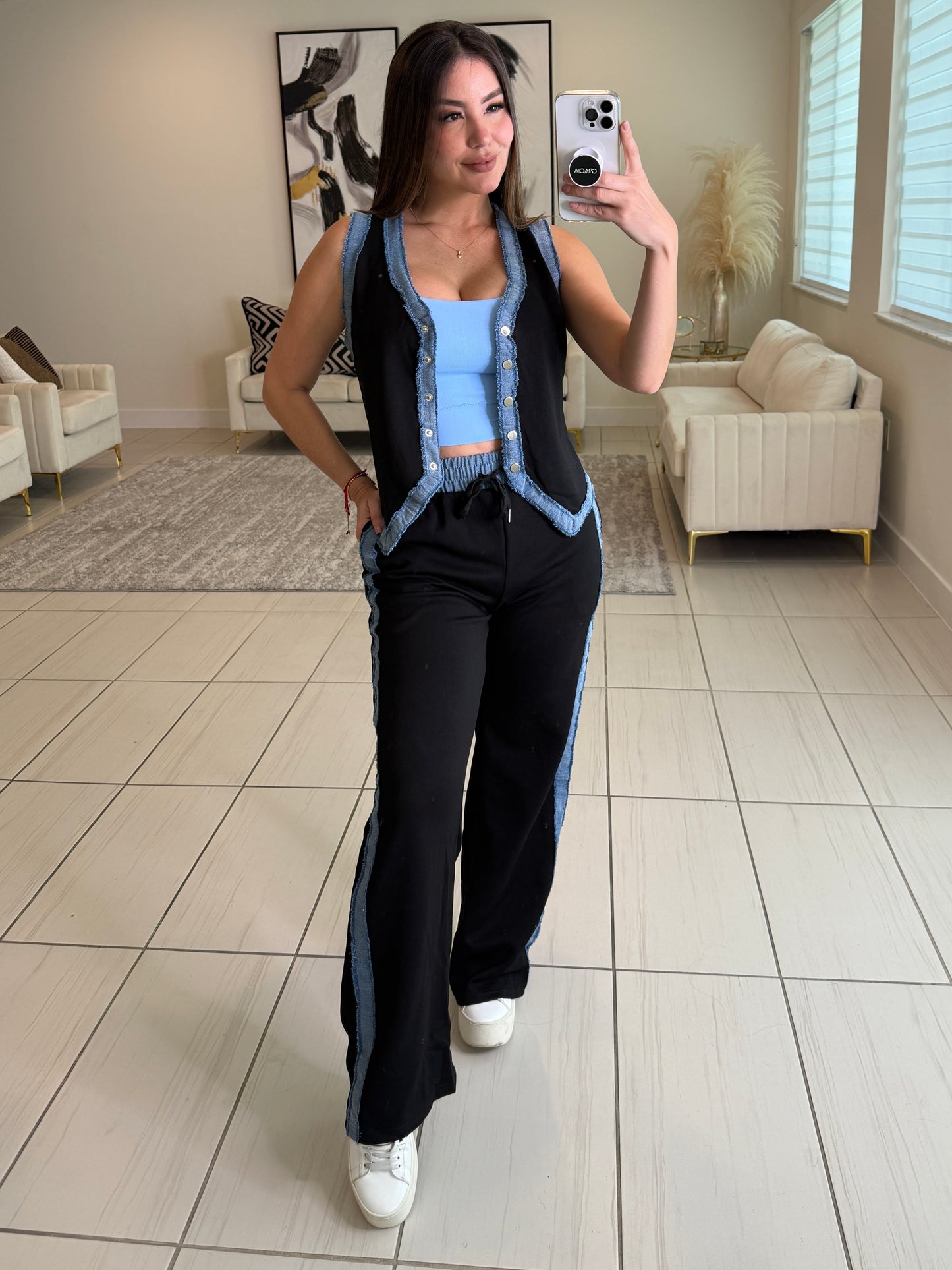 Iconic Black and Denim Contrast Set