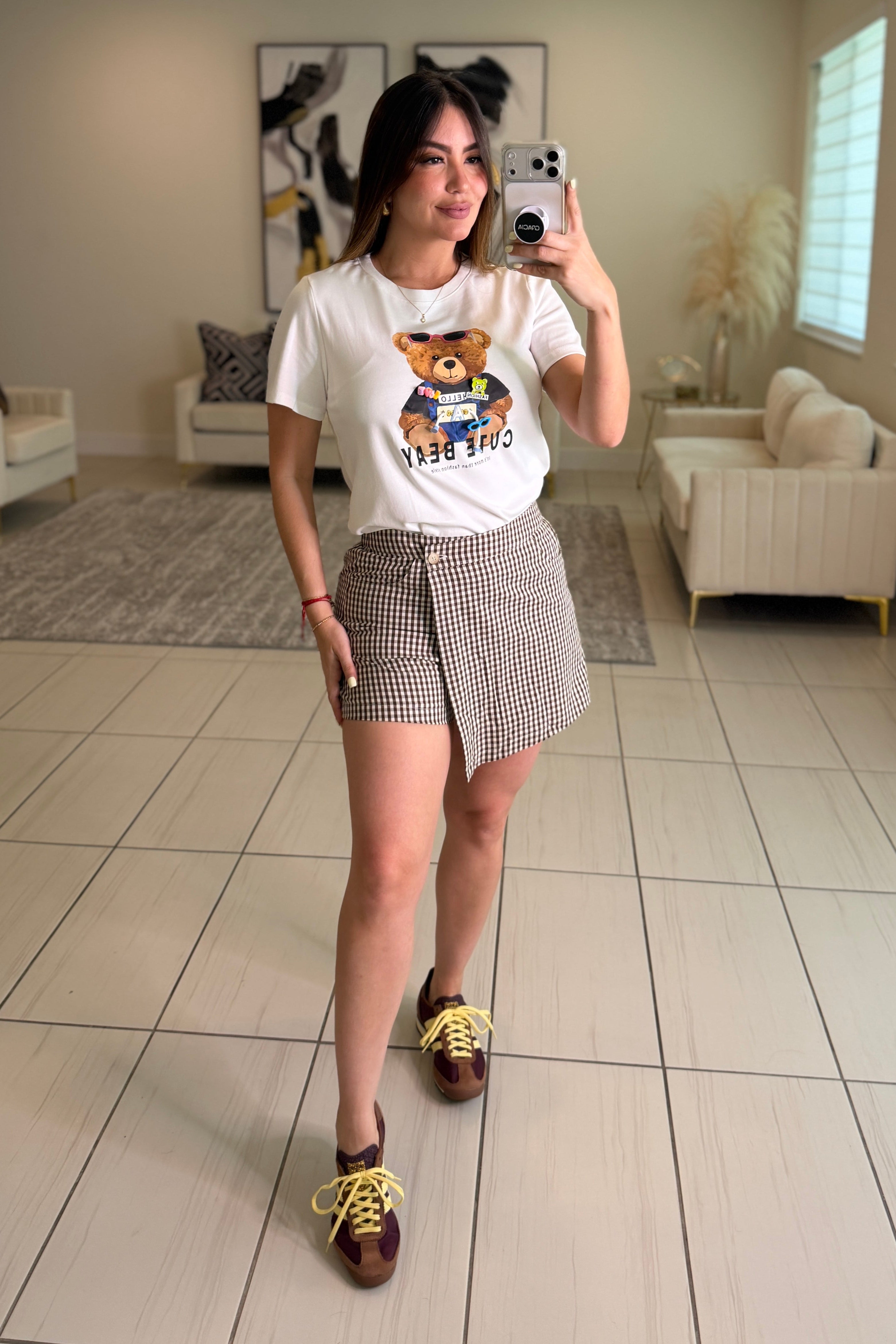 Divine Gingham Brown Short