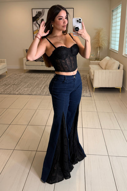 Luxe Serenity Black Corset Top
