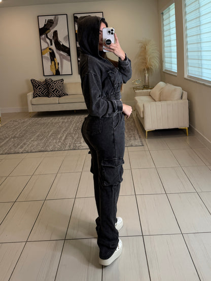 Illusionist Washed Black Pant Set