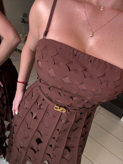 Enchanted Aura Brown Midi Dress