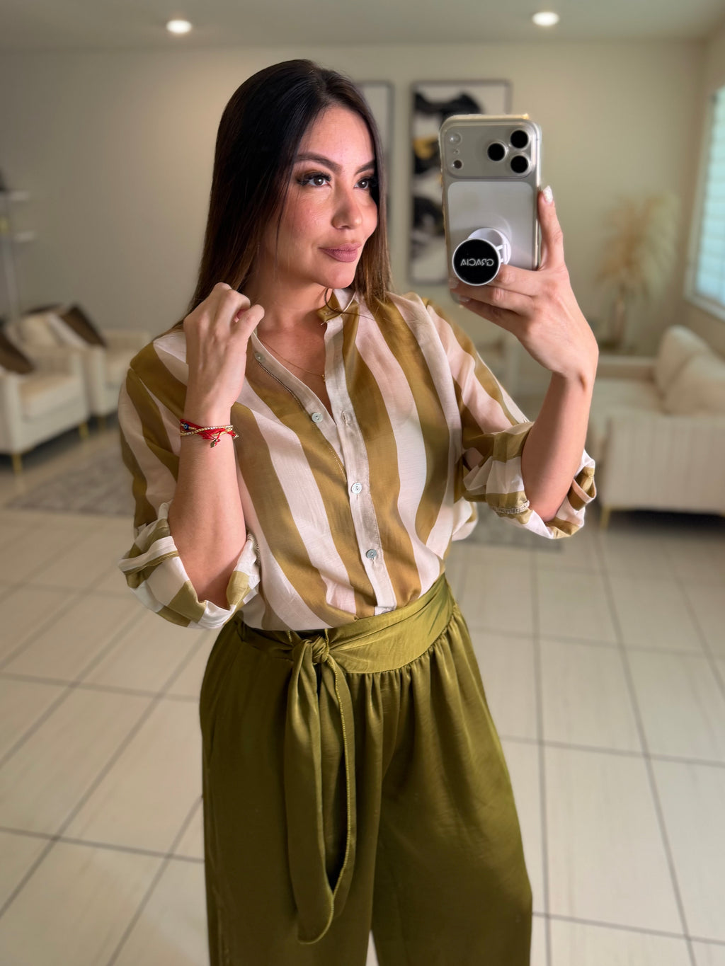 Siena Stripes Green Shirt