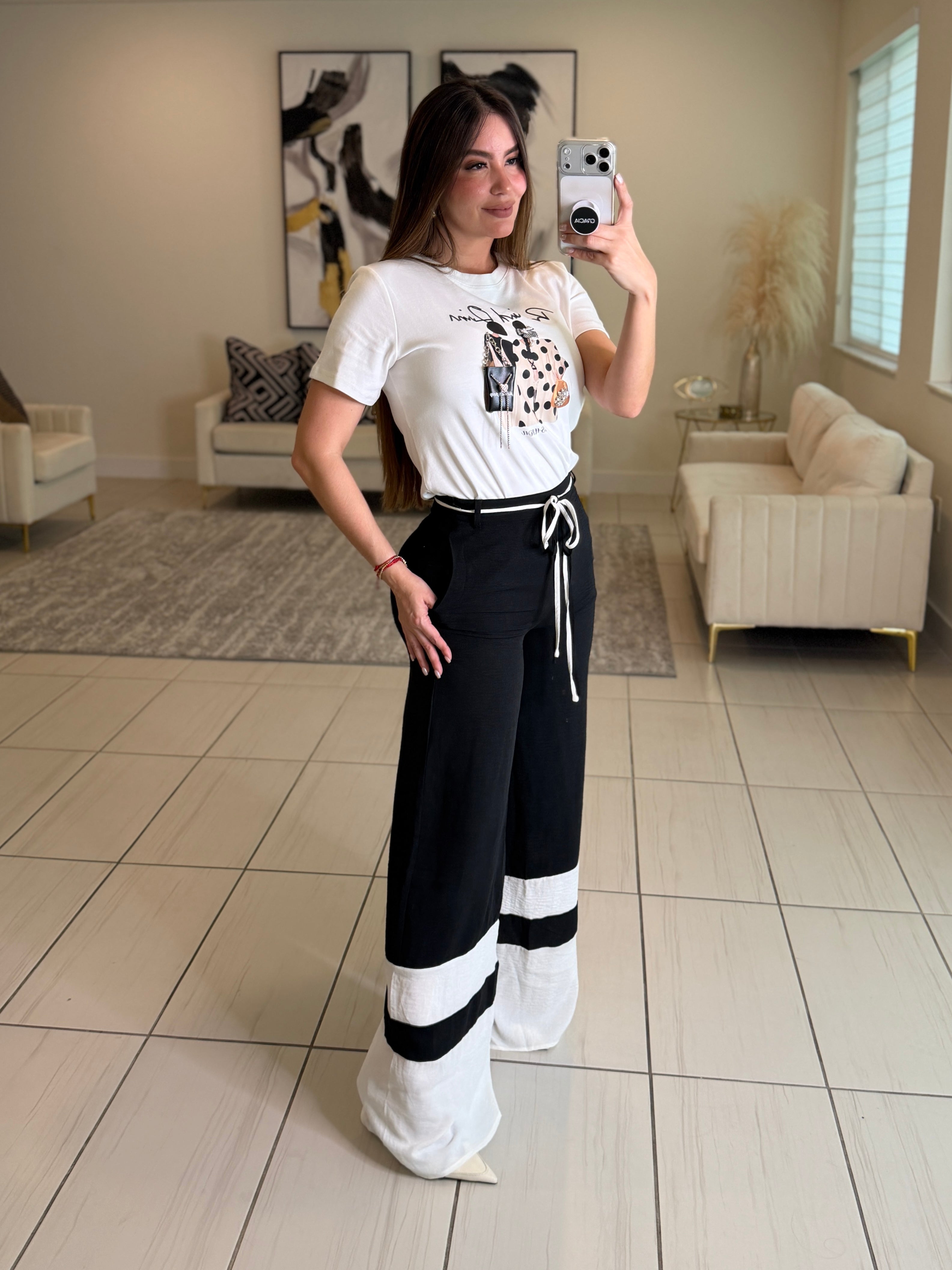 Command Attention Black Palazzo Pants