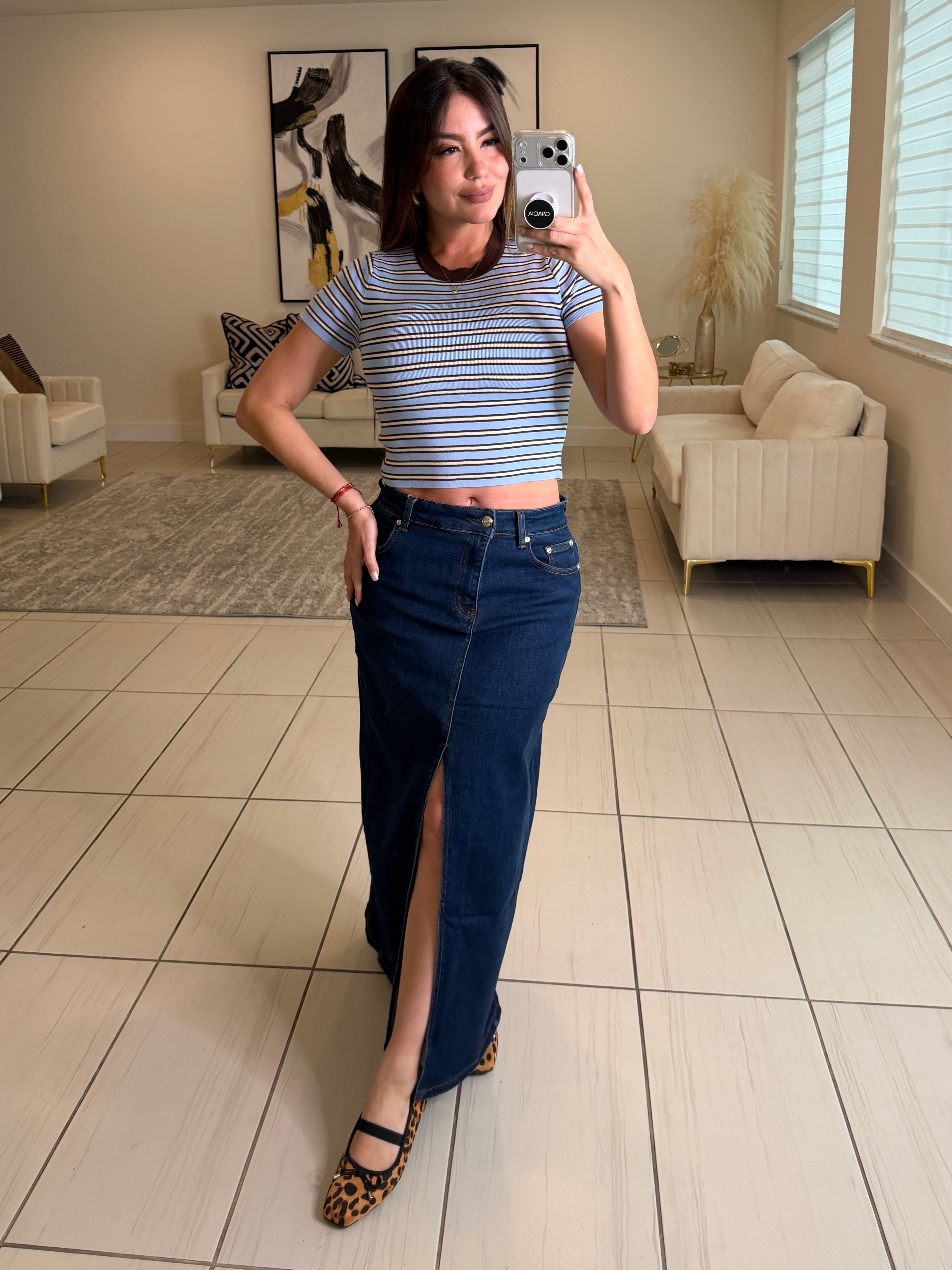 Lustrate Line Denim Skirt