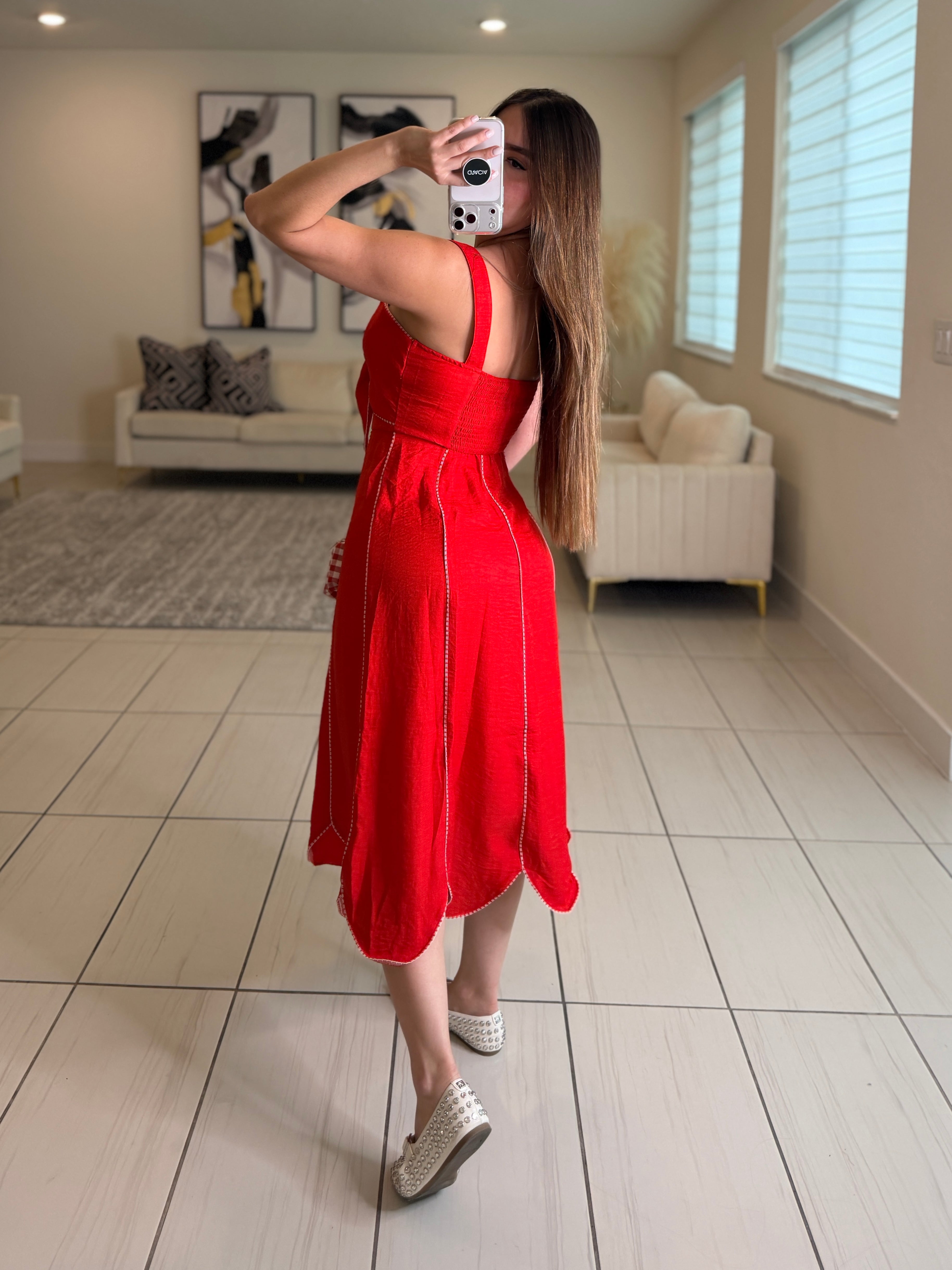 Enchanted Aura Red Midi Dress