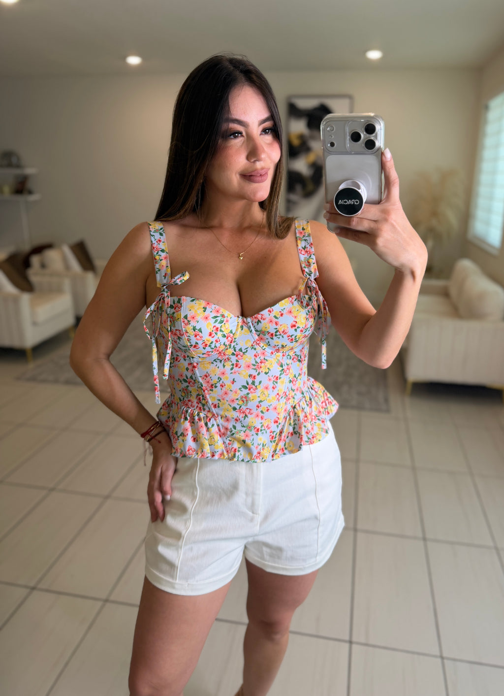 Radiant Reverie Floral Blue Top