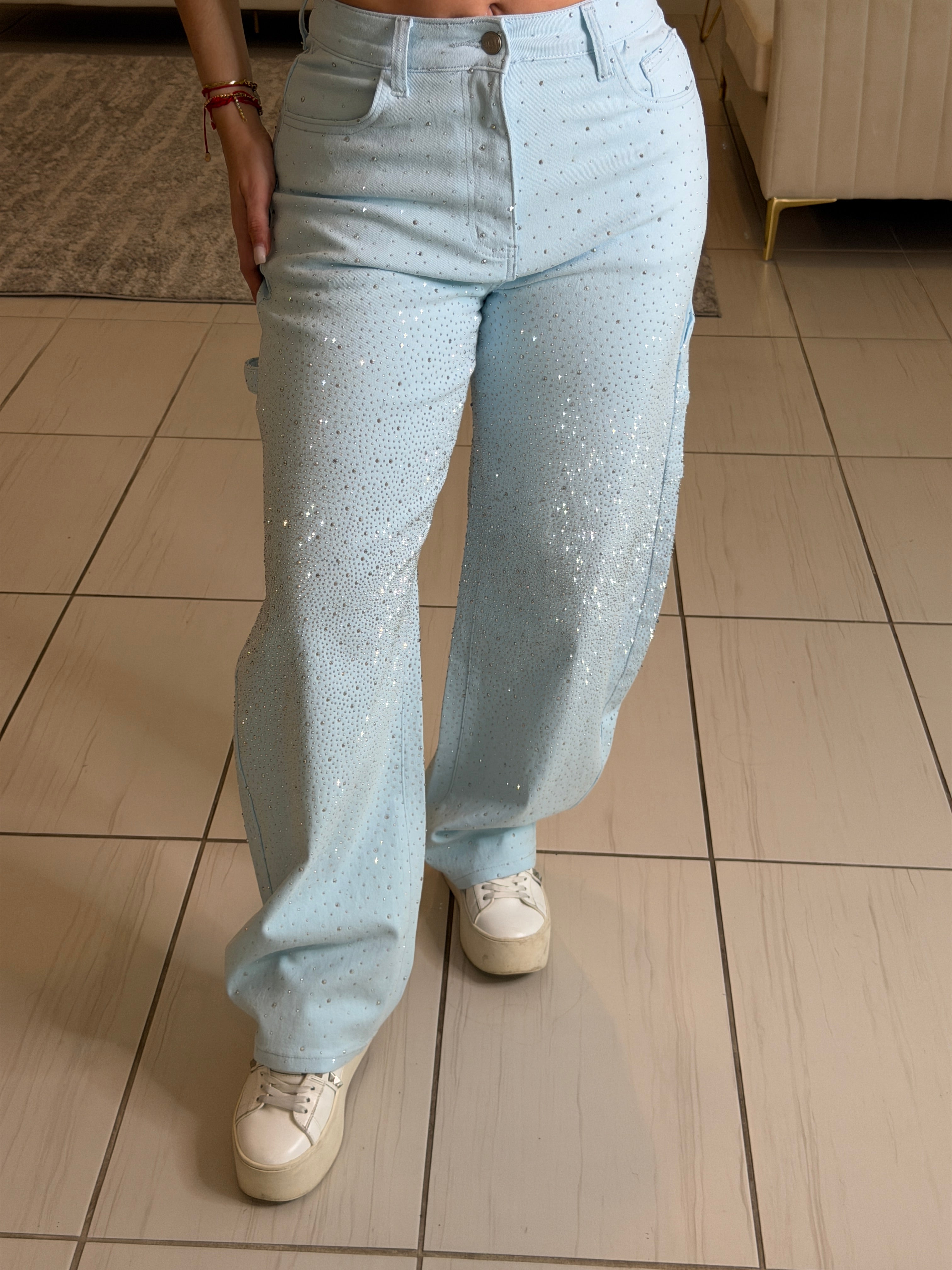 Divine Rhinestones Blue Pants