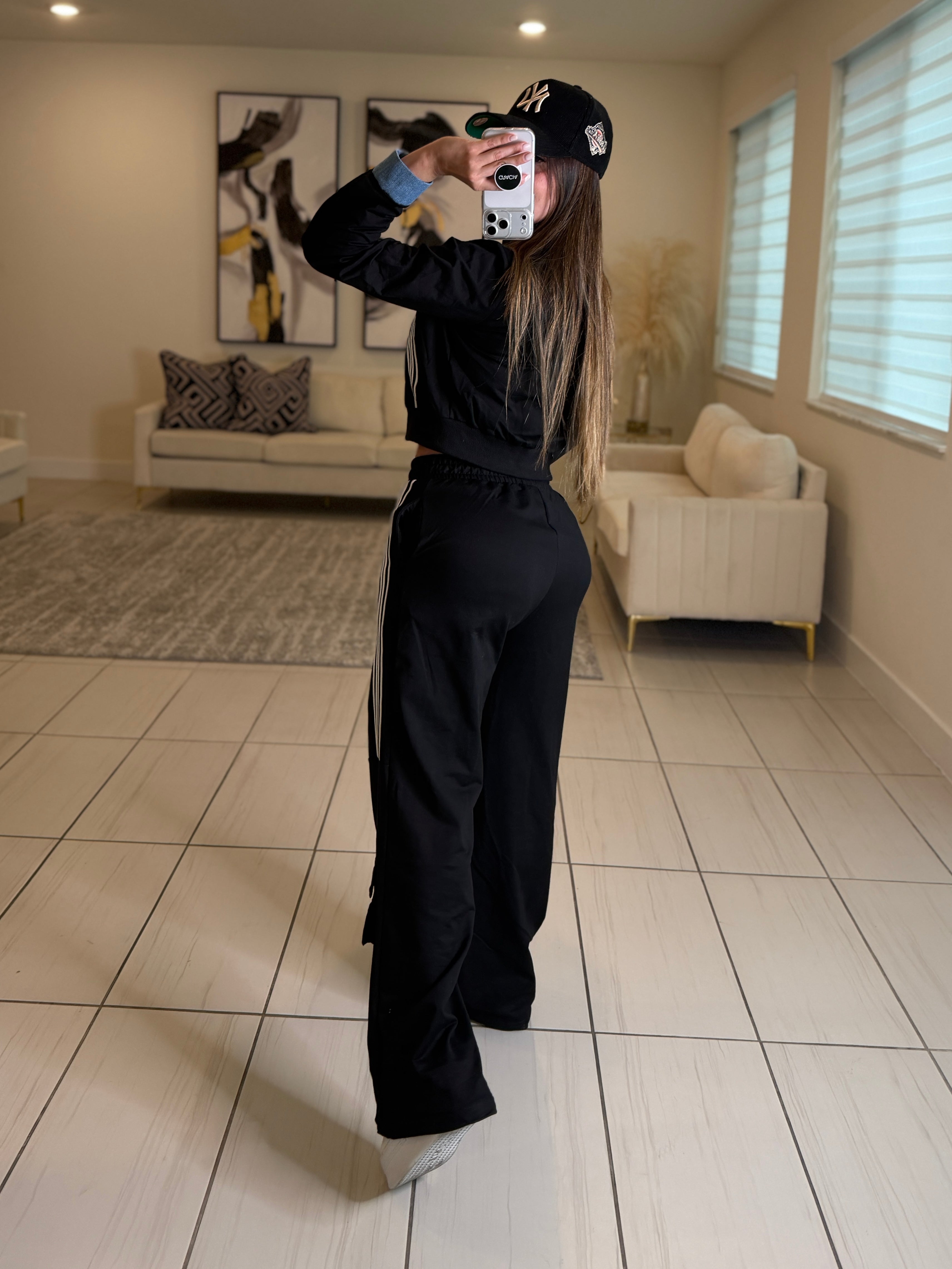 Divine Black and Denim Contrast Pant Set