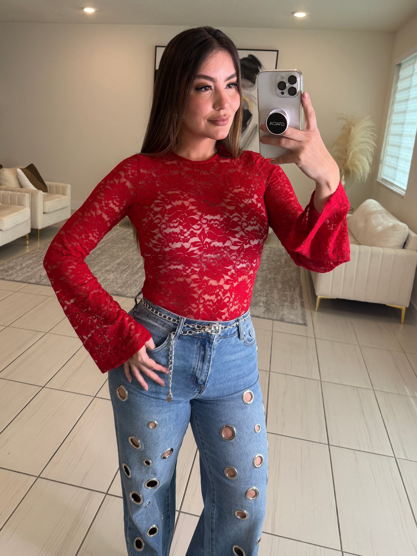 Siren Lace Red Bodysuit
