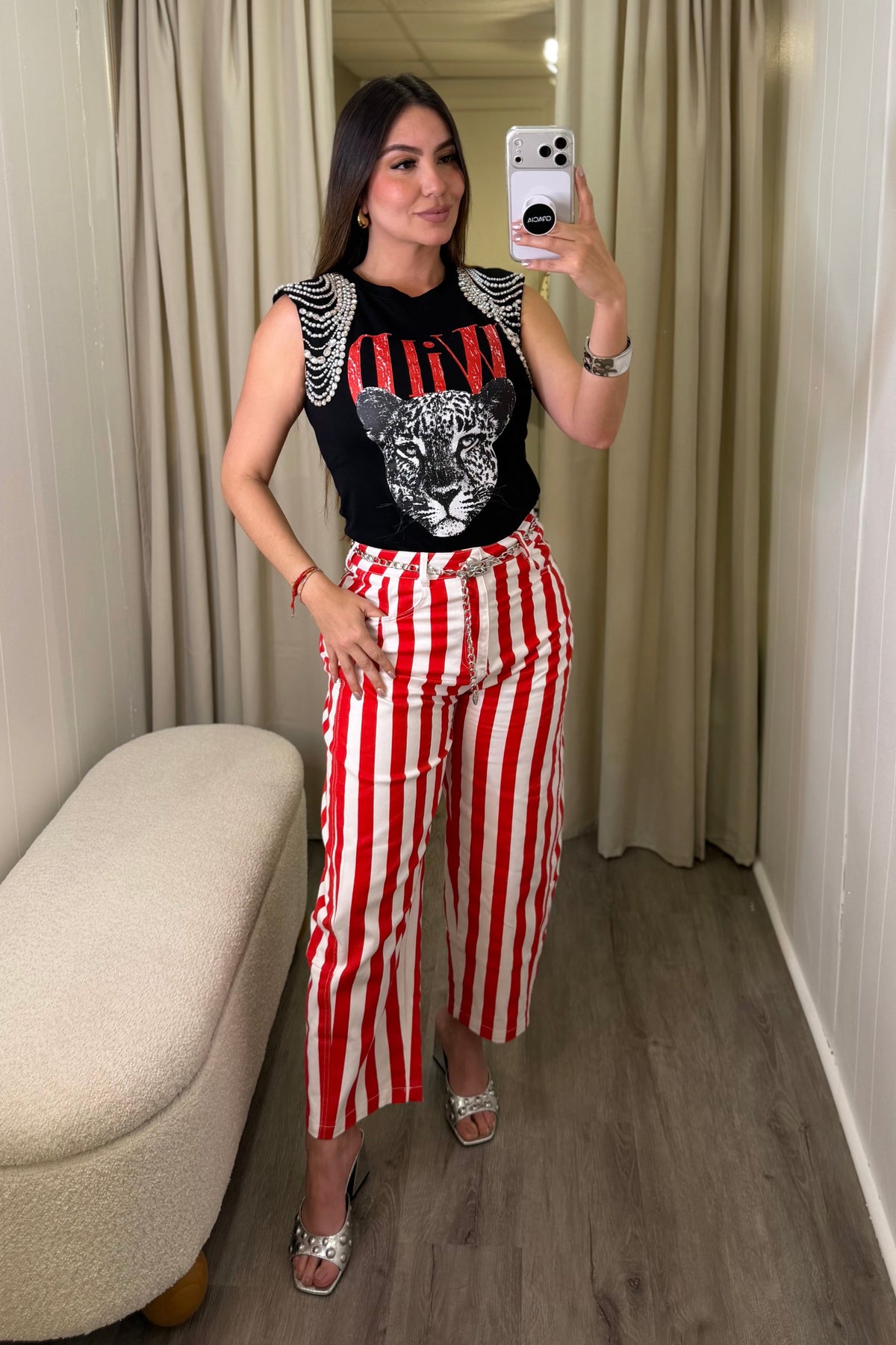 Runway Red Stripe Barrel Pants
