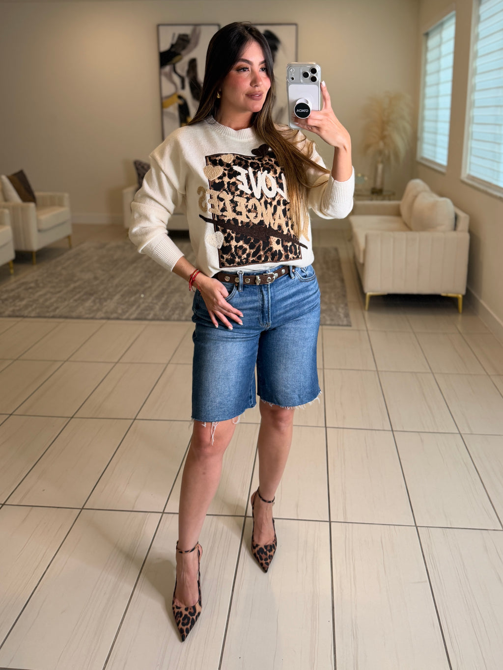 Frayed Blue Denim Bermuda Short