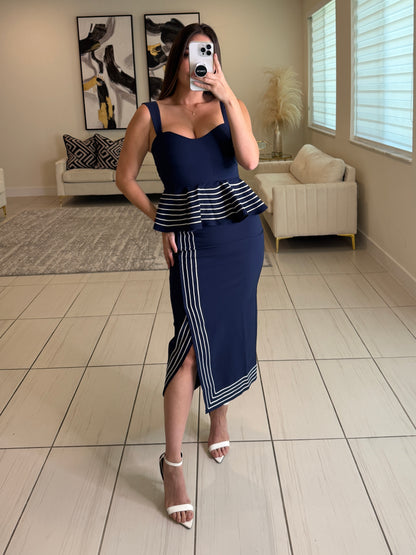 Adorable Affair Navy Blue Skirt Set