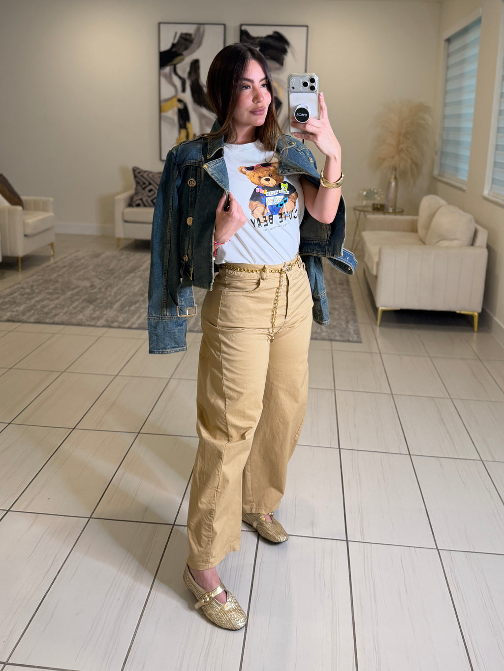 Gravity Scarf Khaki Barrel Pants