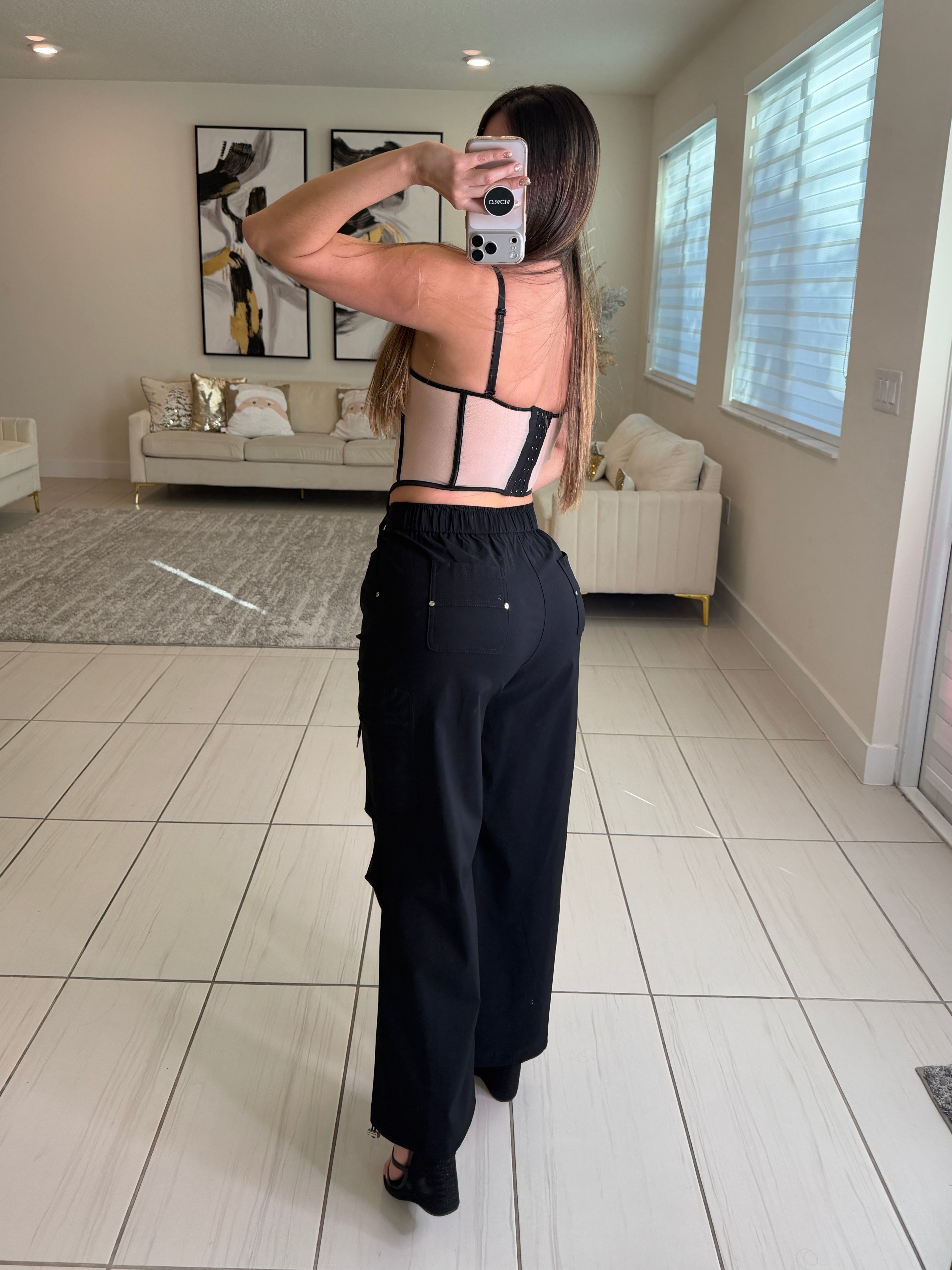 Luxe Rhinestone Beige and Black Corset Top