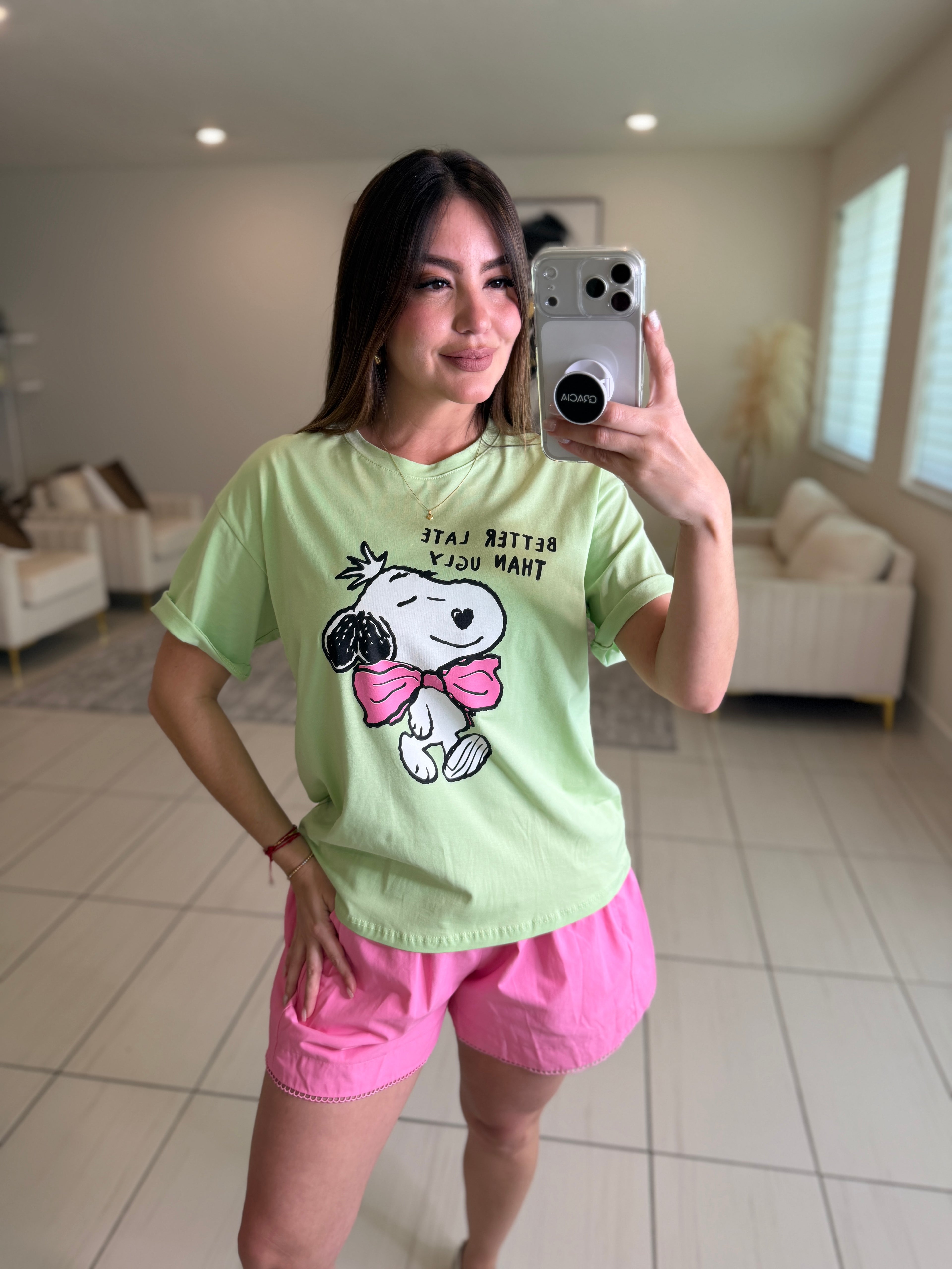 Better Late Than Ugly Green Tshirt