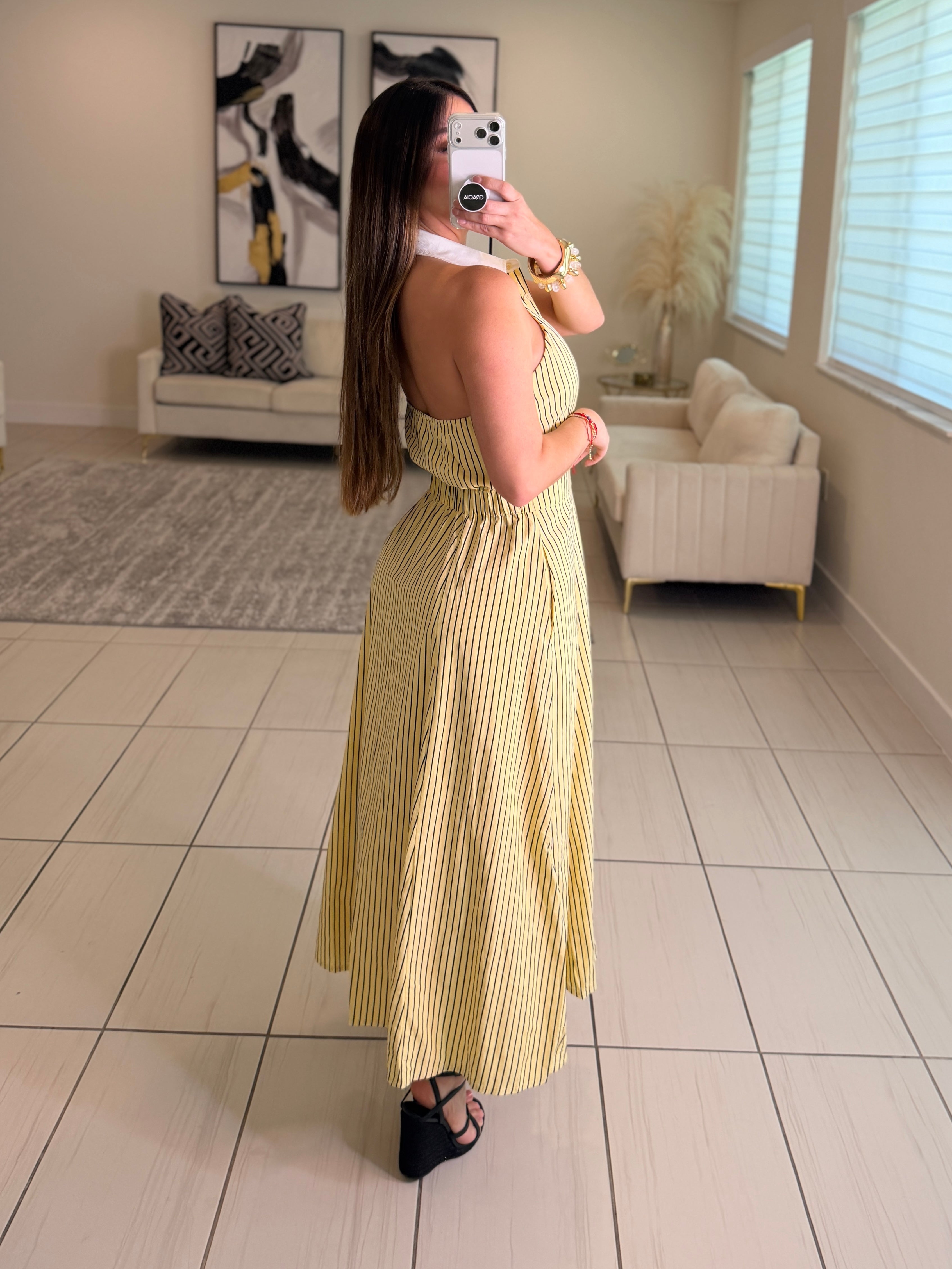 Desire Stripes Yellow Dress