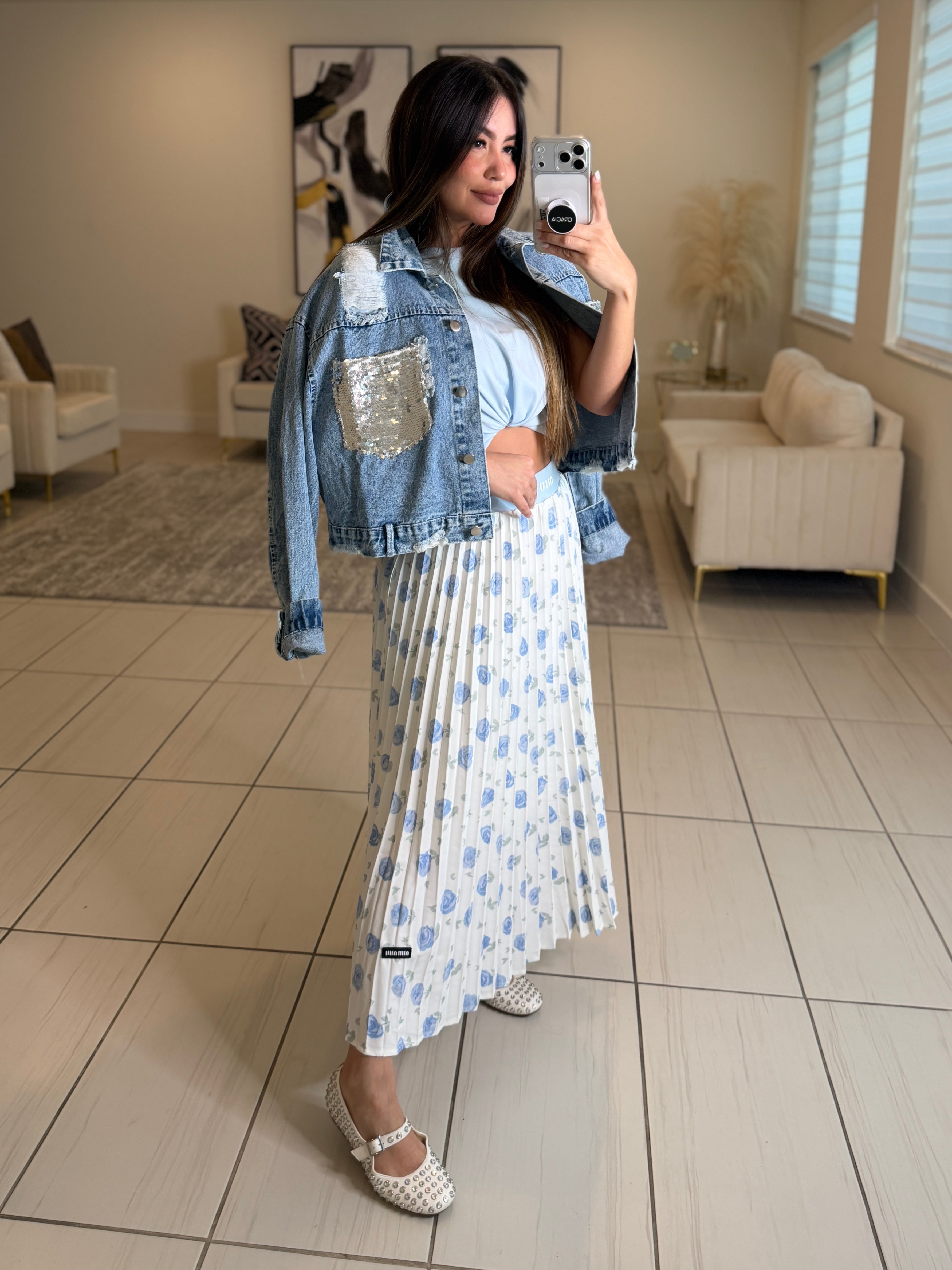 Mirage Flame Blue Skirt Set