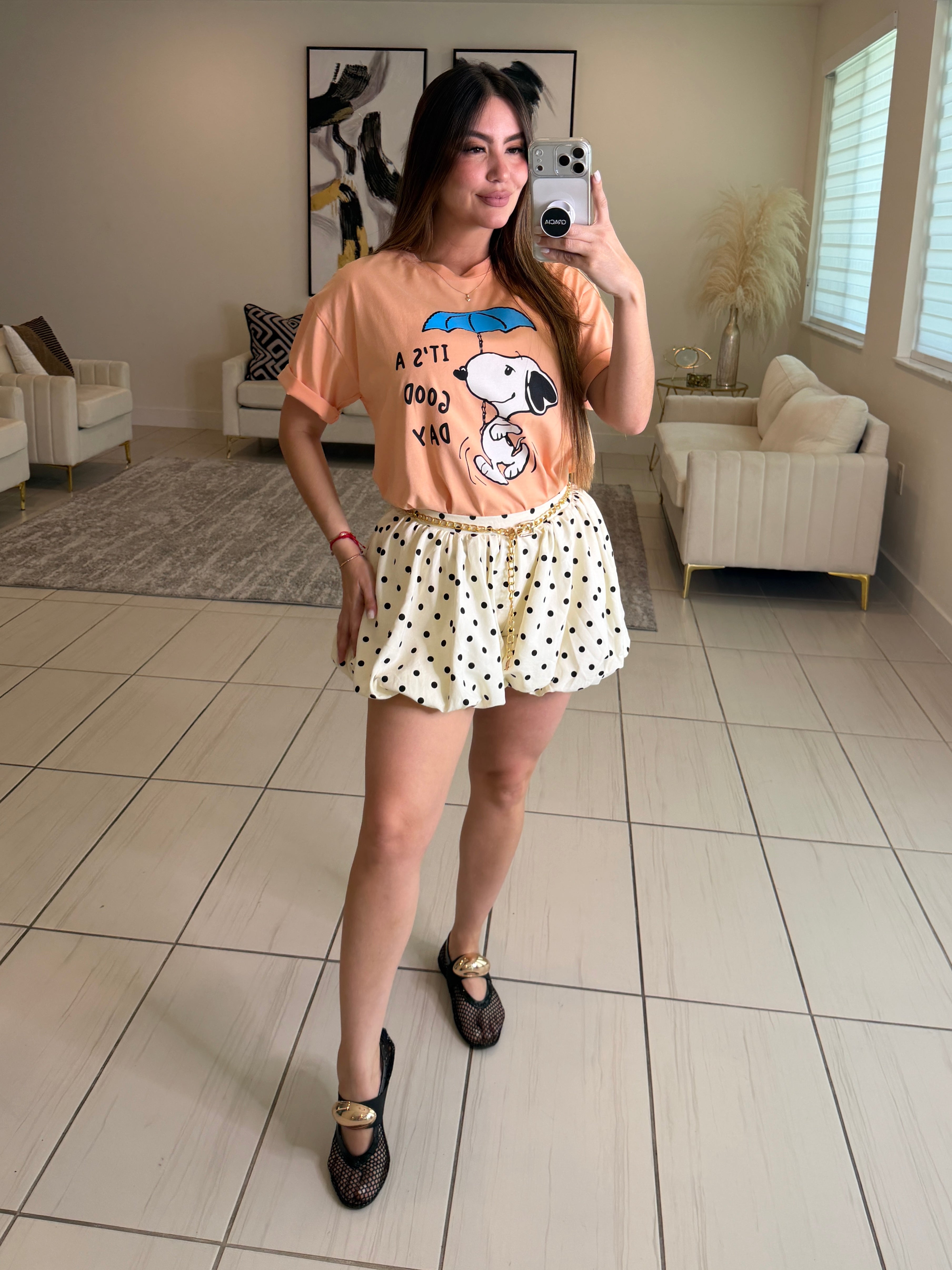 Sweetest Dots Balloon White Shorts