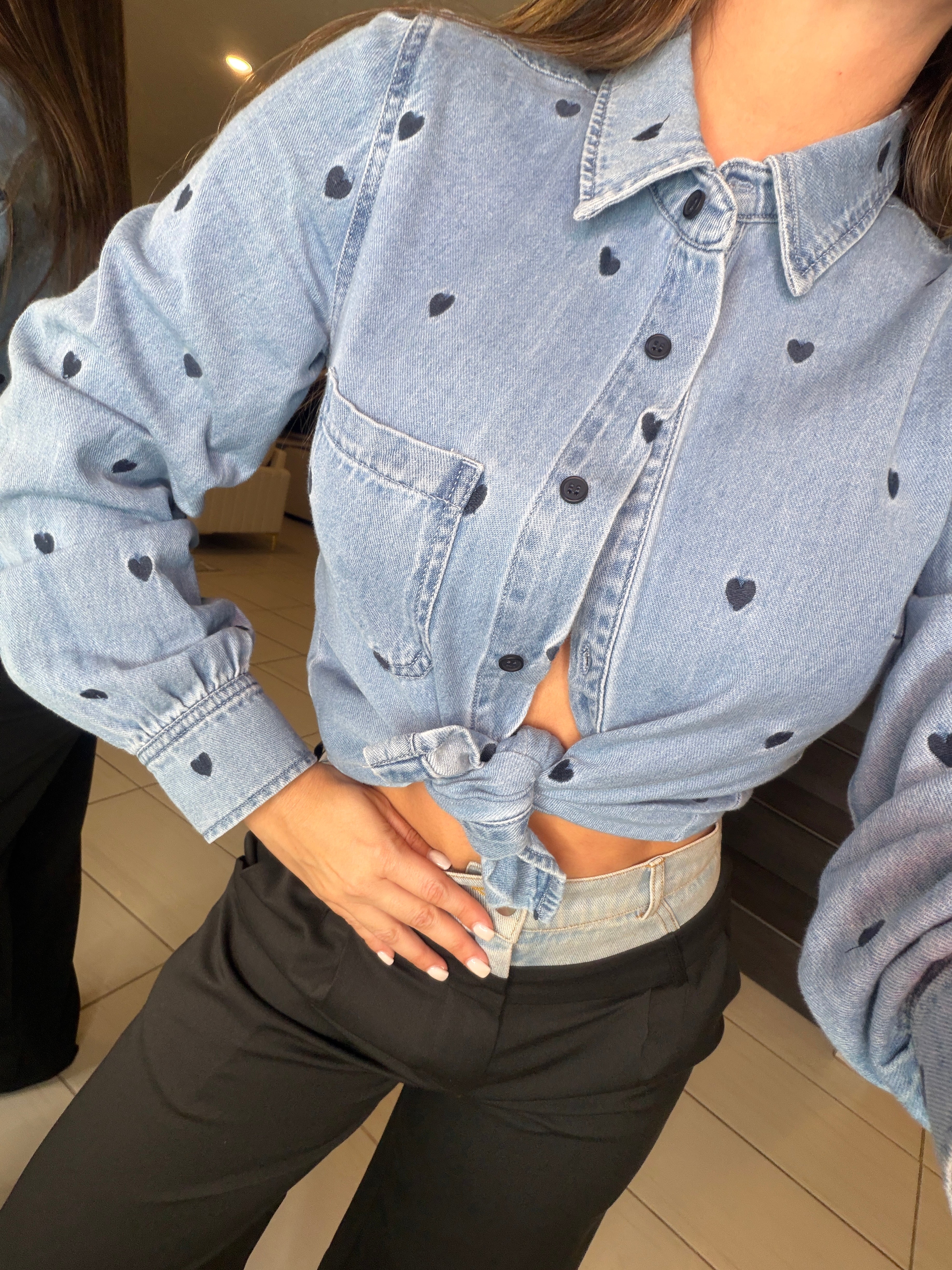 Iconic Contrast Black and Denim Pants