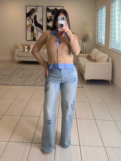 Magnetic Contrast Mocha Sweater